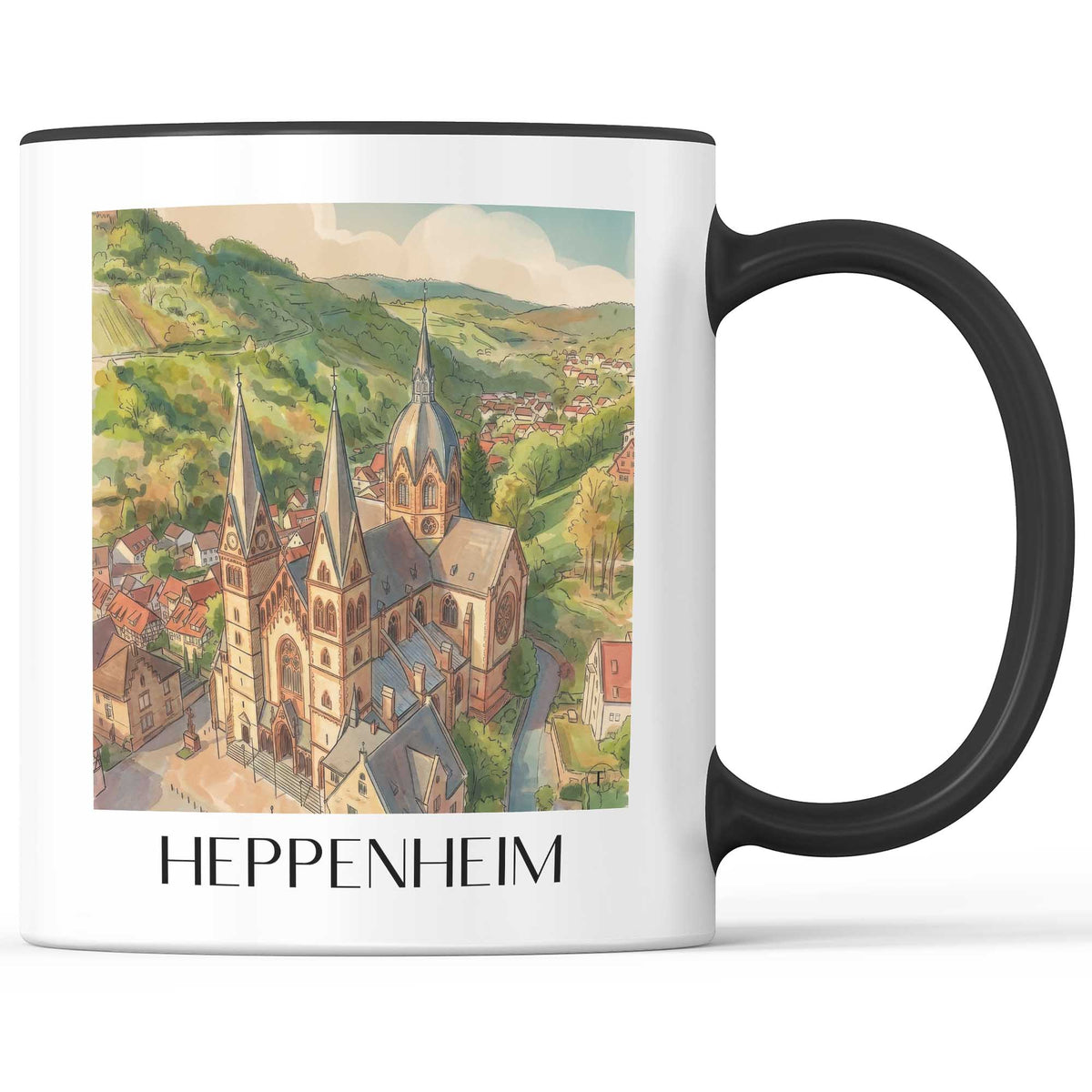 heppenheim-bergstraße-deutschland-kaffeebecher-aquarell