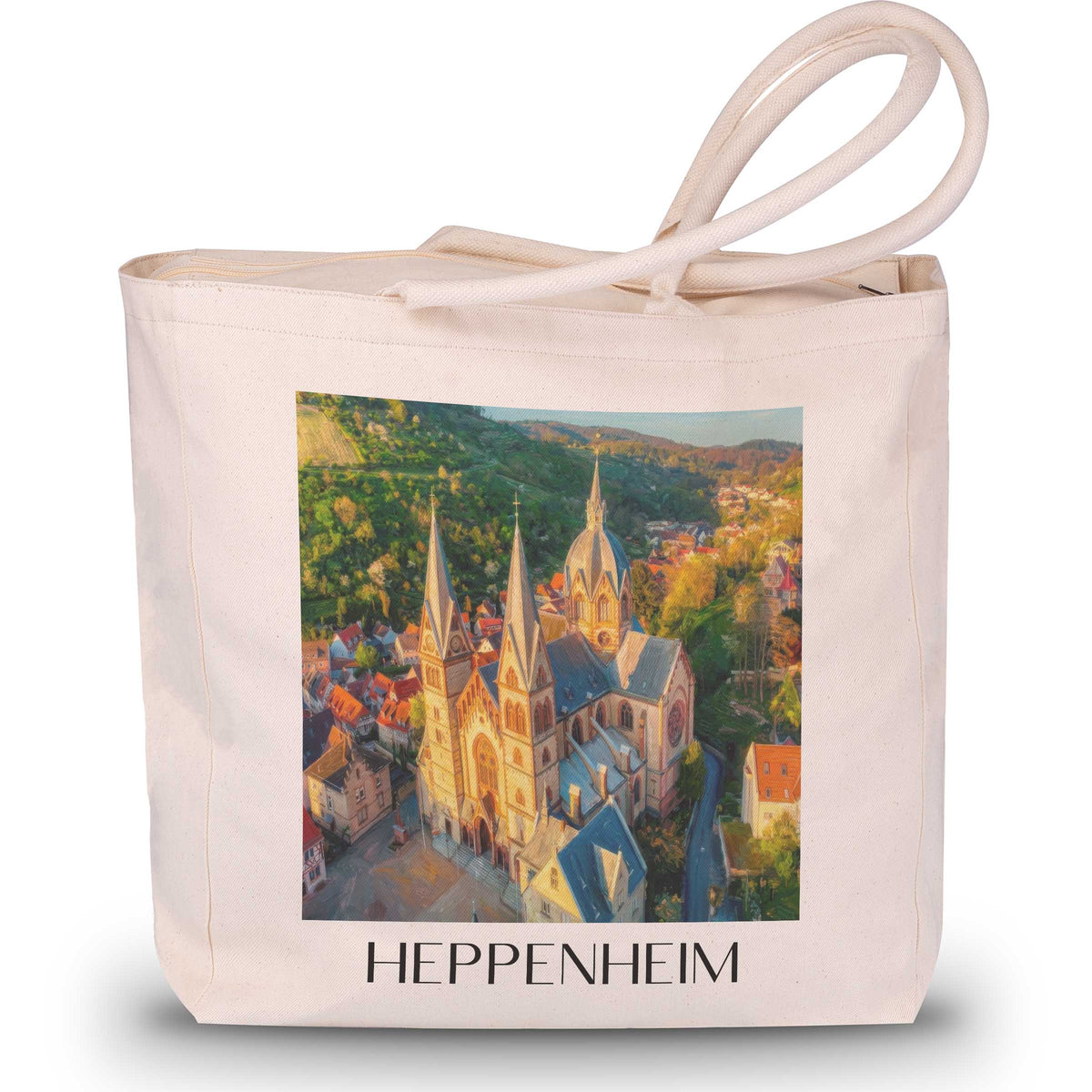 heppenheim-bergstraße-deutschland-einkaufstasche-oil-painting-oelgemaelde