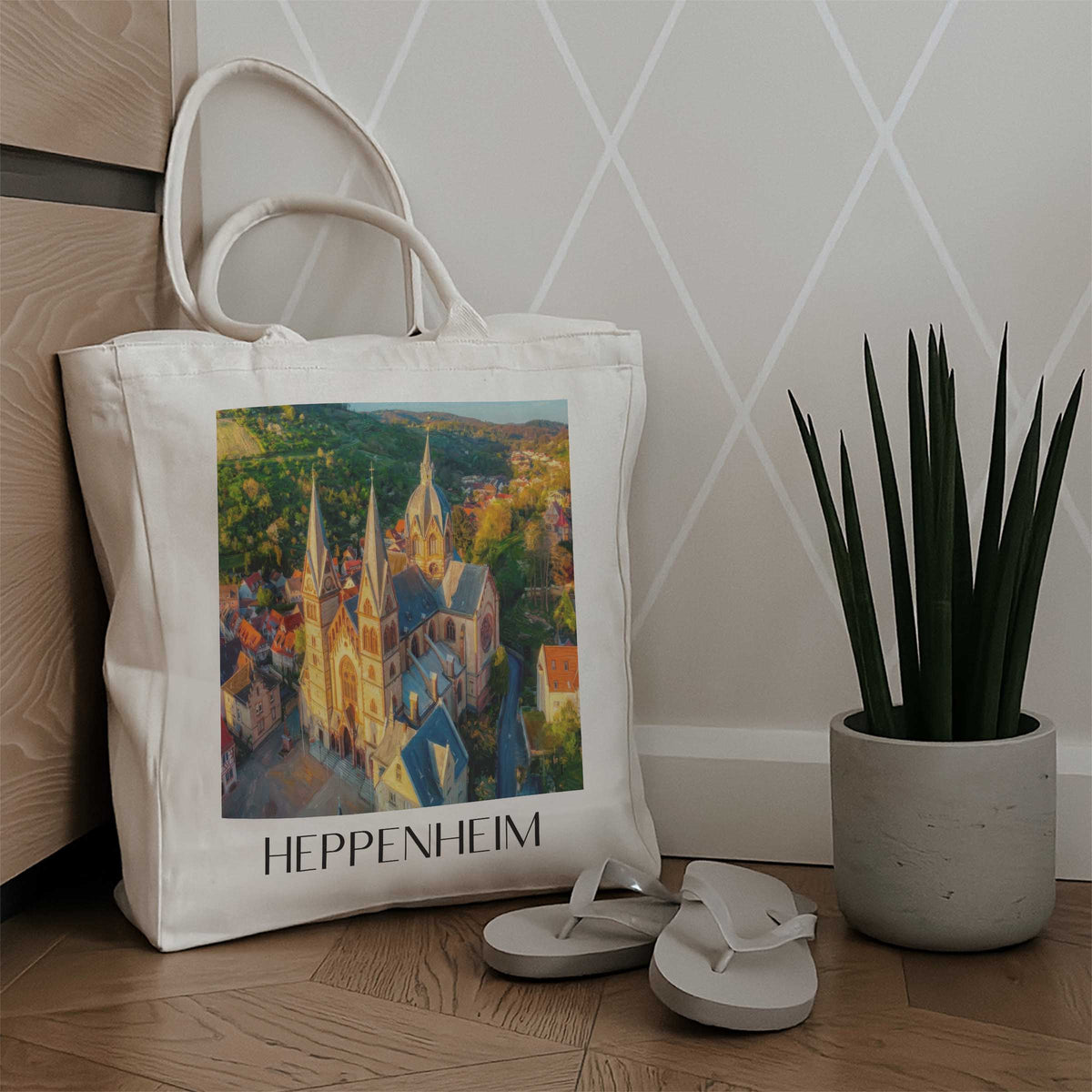 heppenheim-bergstraße-deutschland-einkaufstasche-oil-painting-oelgemaelde