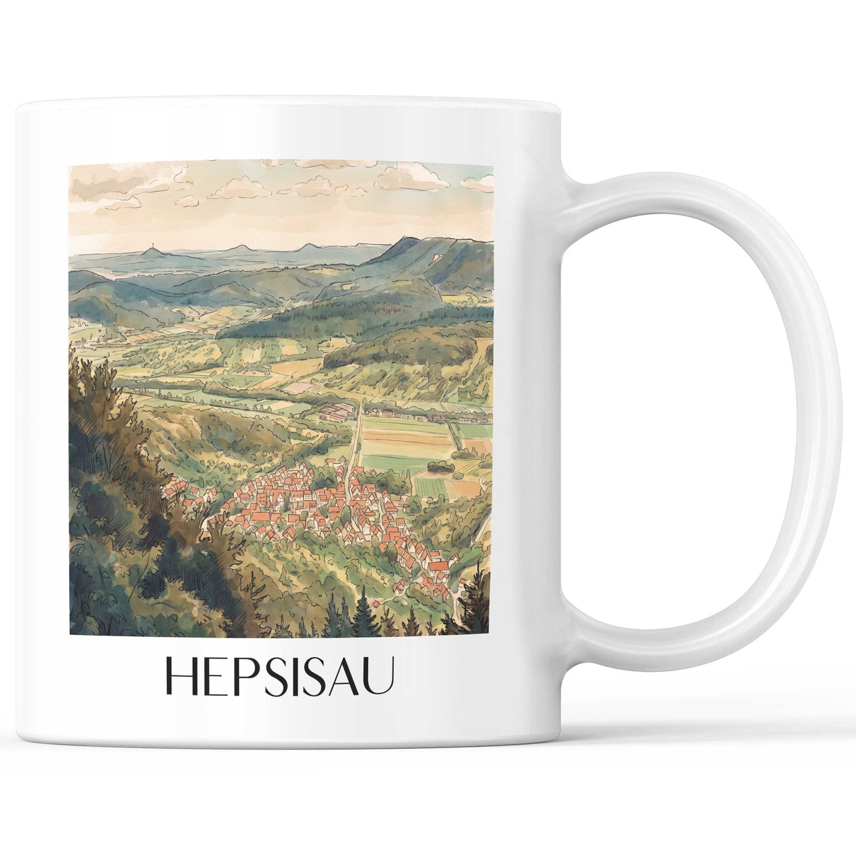 Hepsisau Kaffeebecher - Schwäbische Alb - Deutschland Becher - Kaffeetasse im Aquarell Stil - favplace