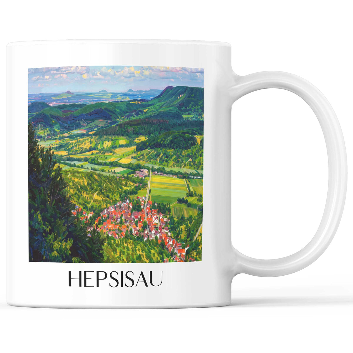 Hepsisau Kaffeebecher - Schwäbische Alb - Deutschland Becher - Kaffeetasse im Ölgemälde Stil - favplace