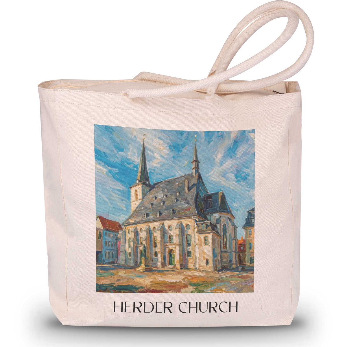 Herderkirche Shopping Tasche - Weimar - Deutschland Tote Bag - Einkaufstasche im Ölgemälde Stil - favplace