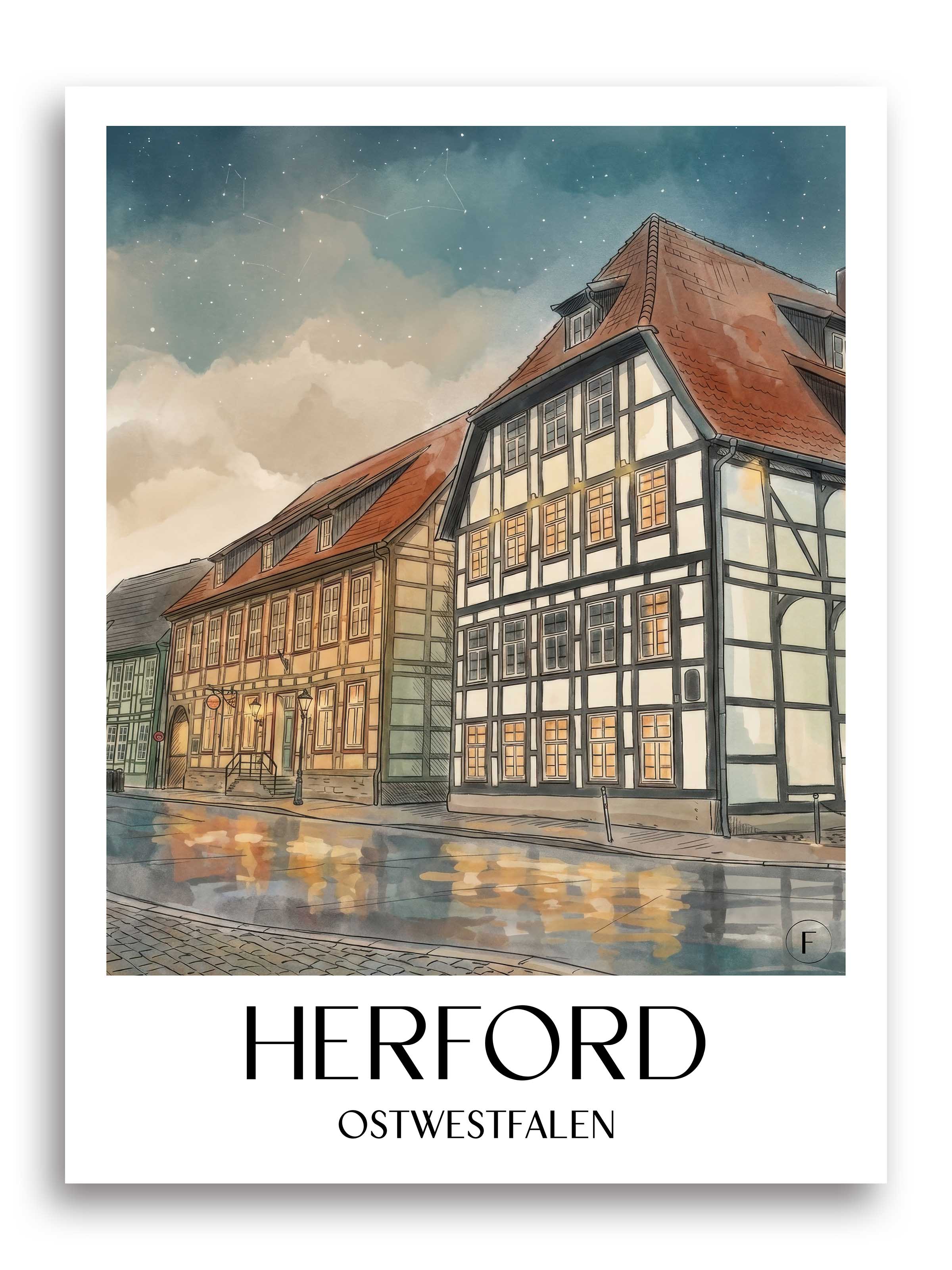 herford-ostwestfalen-deutschland-poster-aquarell