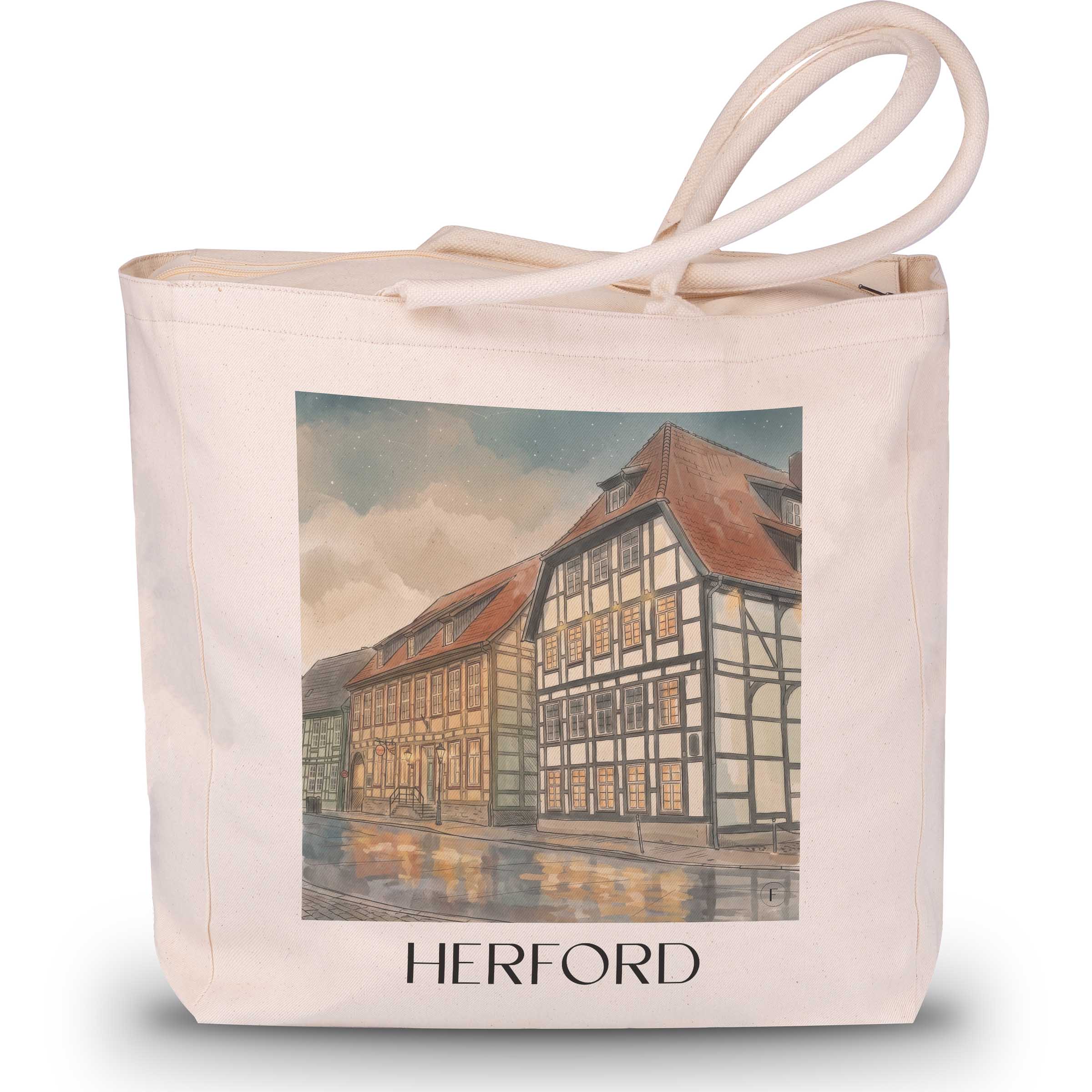 Herford Shopping Tasche - Ostwestfalen - Deutschland Tote Bag - Einkaufstasche im Aquarell Stil - favplace