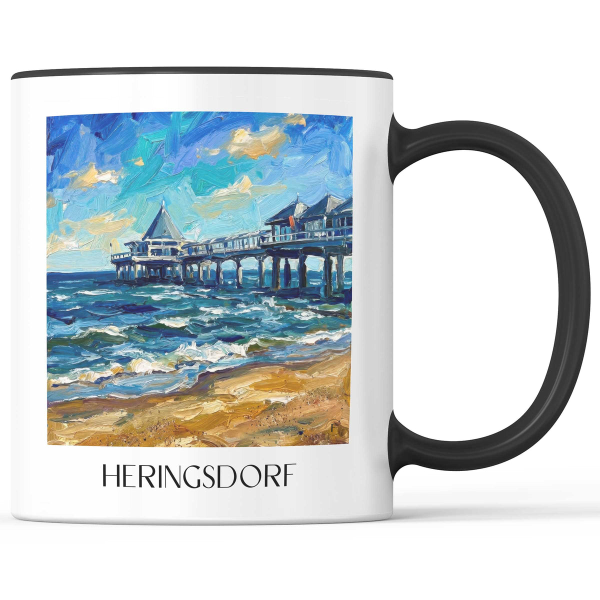 Heringsdorf Kaffeebecher - Usedom - Deutschland Becher - Kaffeetasse im Ölgemälde Stil - favplace
