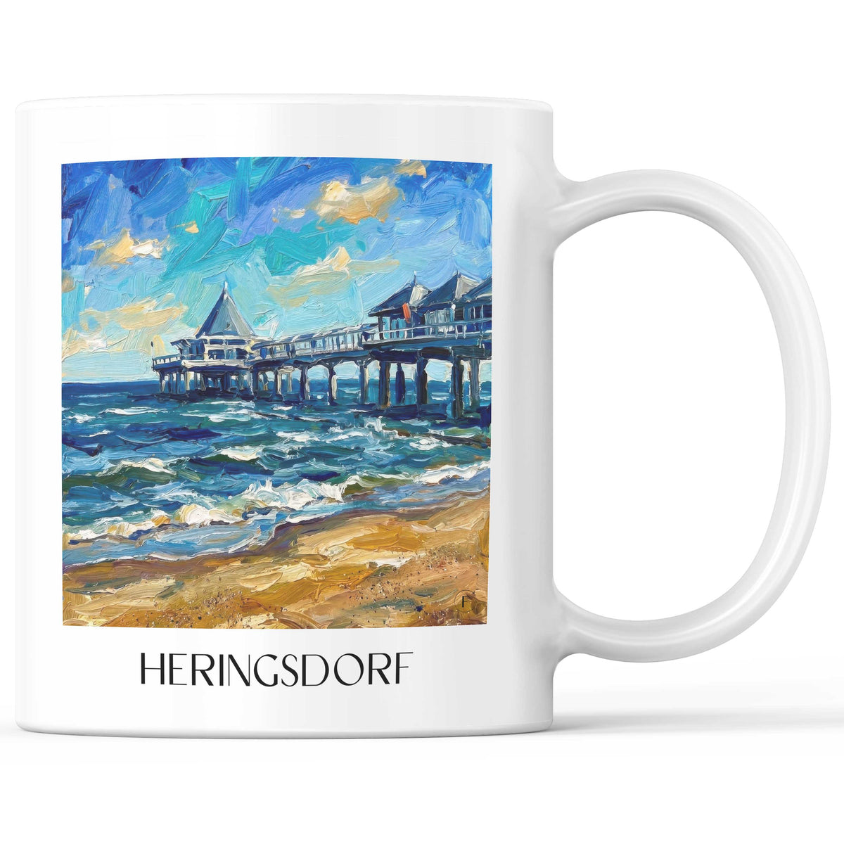 Heringsdorf Kaffeebecher - Usedom - Deutschland Becher - Kaffeetasse im Ölgemälde Stil - favplace