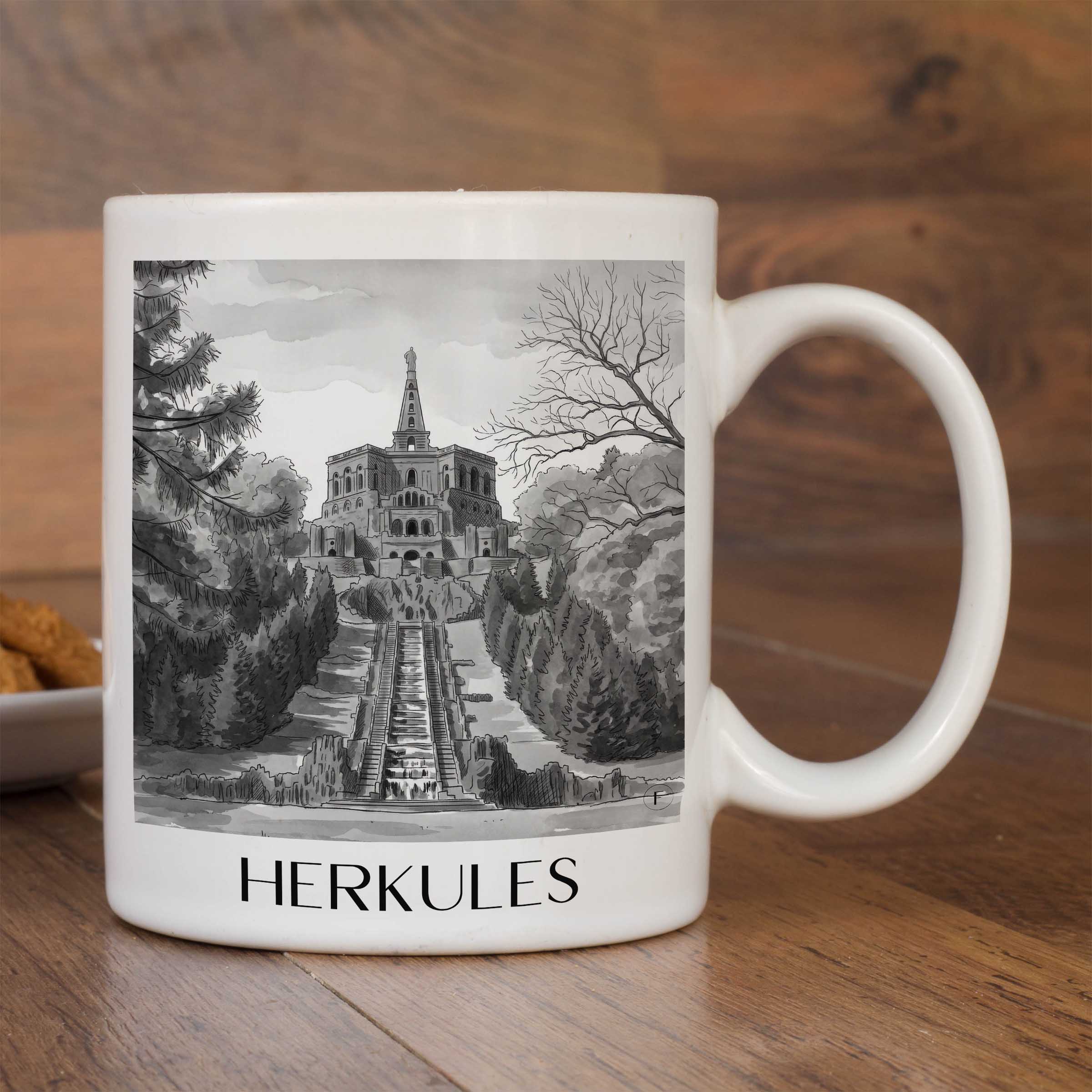 herkules-kassel-deutschland-kaffeebecher-aquarell-schwarz-weiss