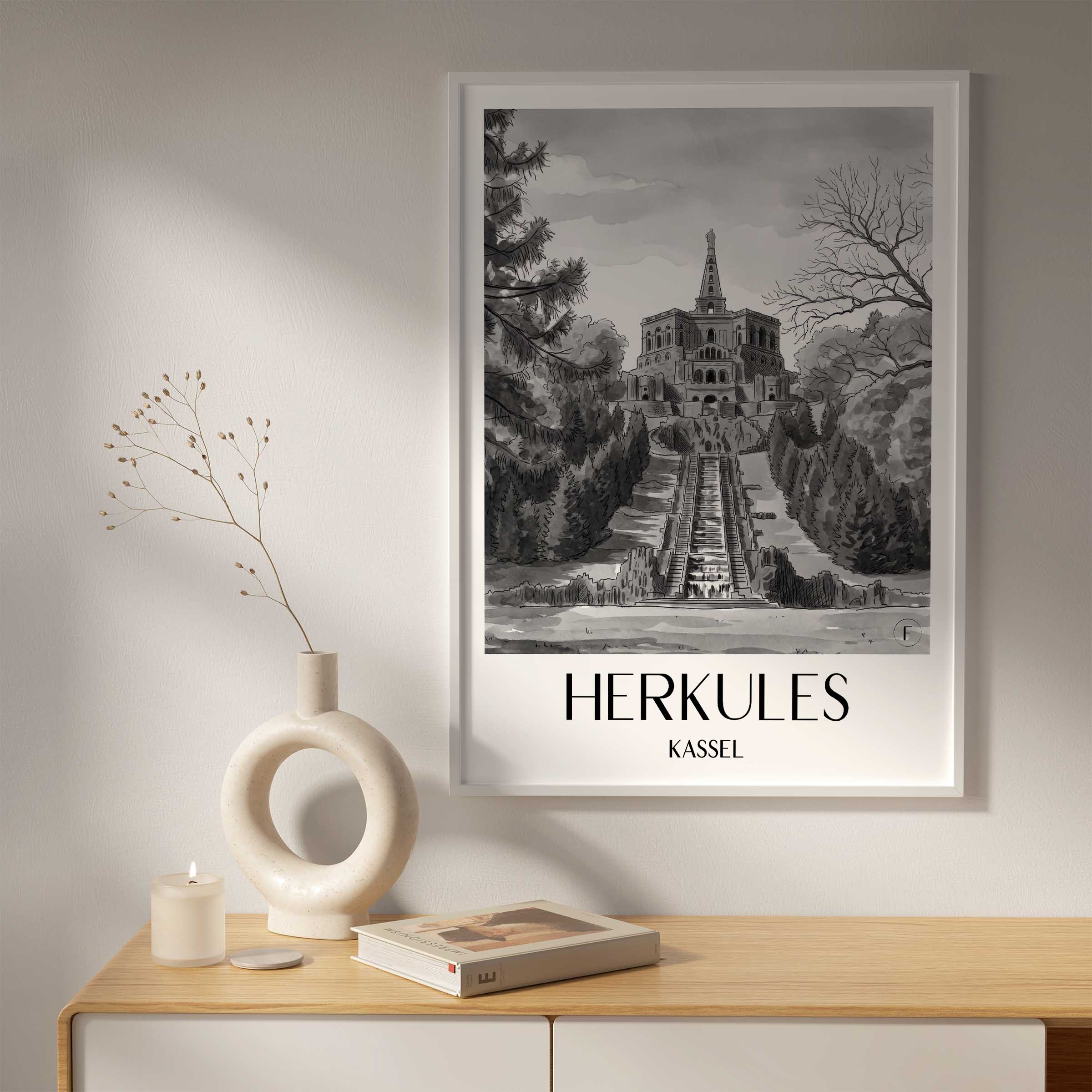 herkules-kassel-deutschland-poster-aquarell-schwarz-weiss