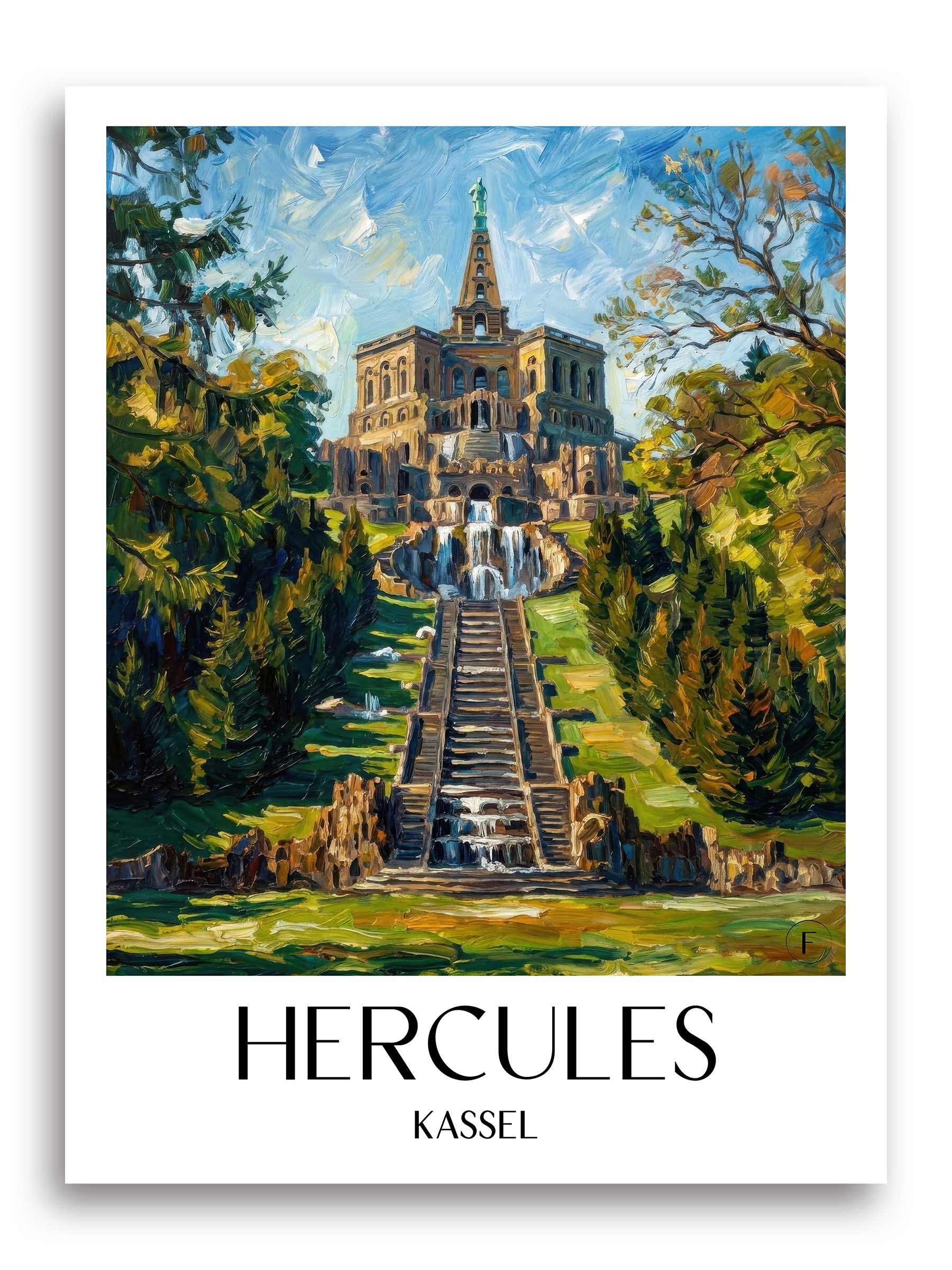 Herkules Poster - Kassel - Deutschland Kunstdruck - Ölgemälde von A4 bis A1 - favplace