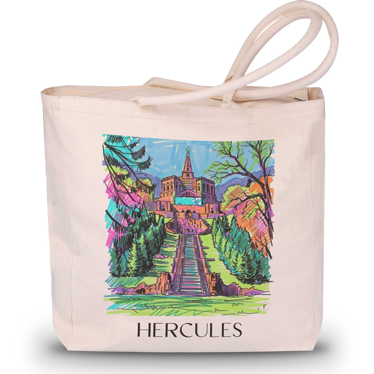 Herkules Shopping Tasche - Kassel - Deutschland Tote Bag - Einkaufstasche im Tag Graffiti Stil - favplace