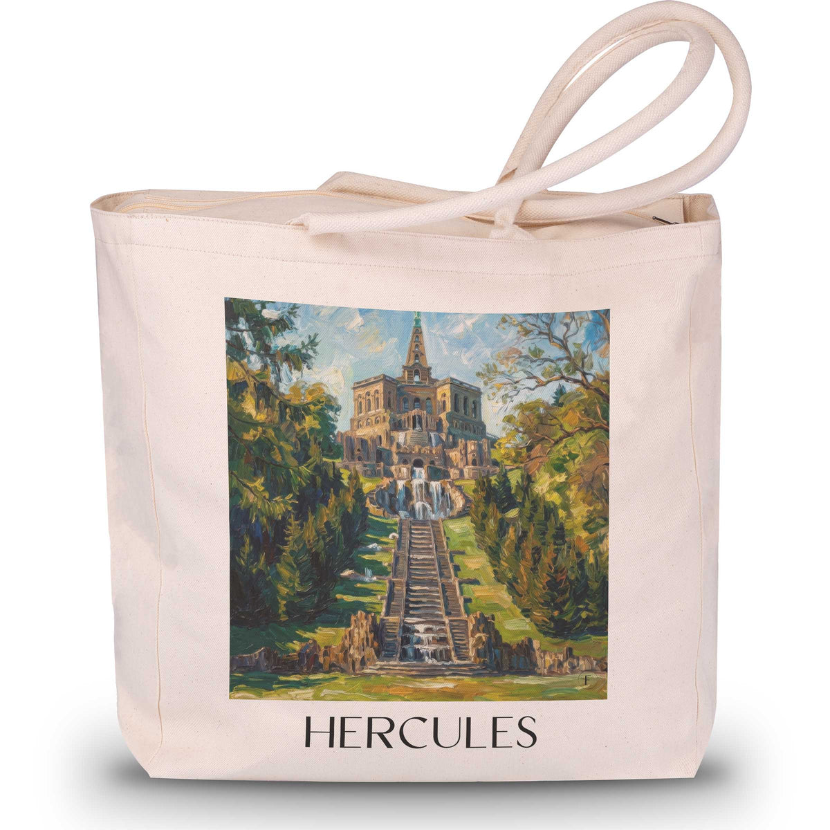Herkules Shopping Tasche - Kassel - Deutschland Tote Bag - Einkaufstasche im Ölgemälde Stil - favplace