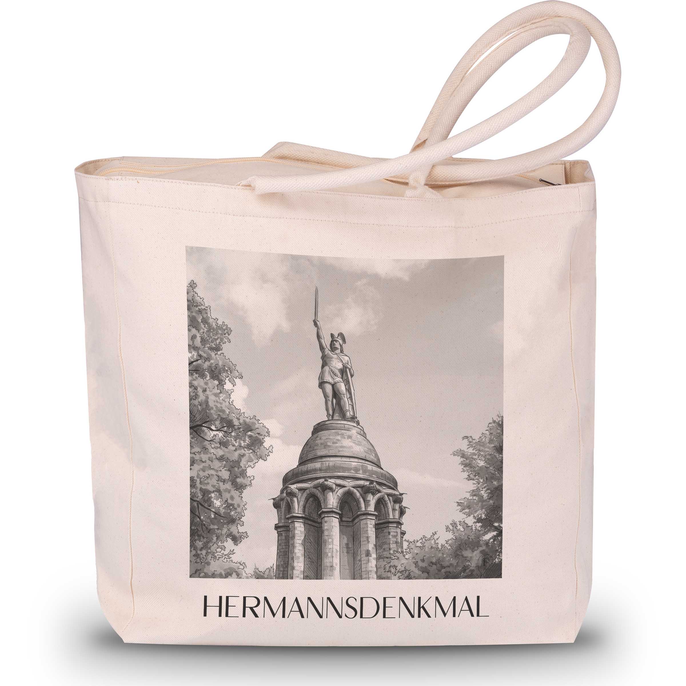 hermannsdenkmal-detmold-deutschland-einkaufstasche-aquarell-schwarz-weiss
