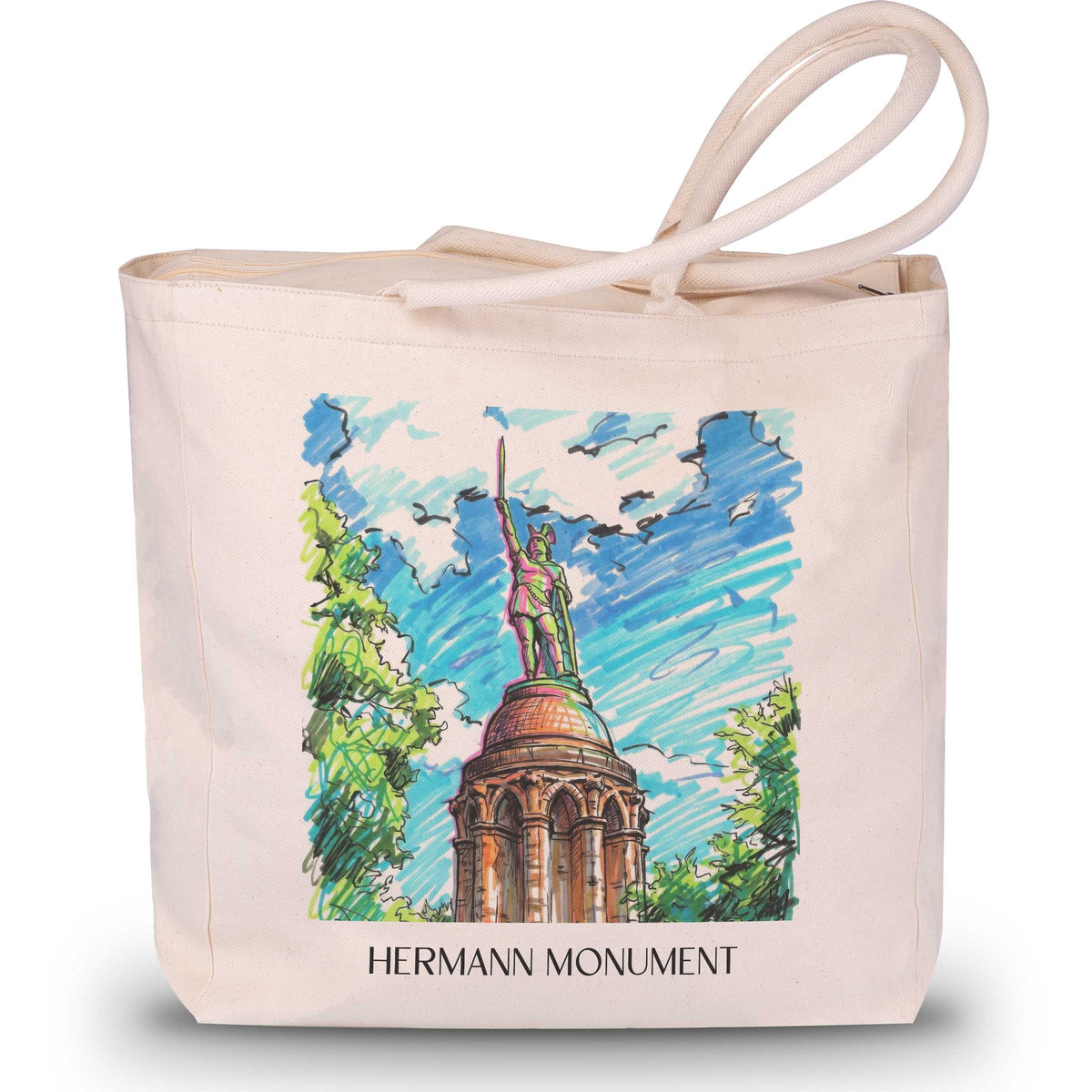 Hermannsdenkmal Shopping Tasche - Detmold - Deutschland Tote Bag - Einkaufstasche im Tag Graffiti Stil - favplace