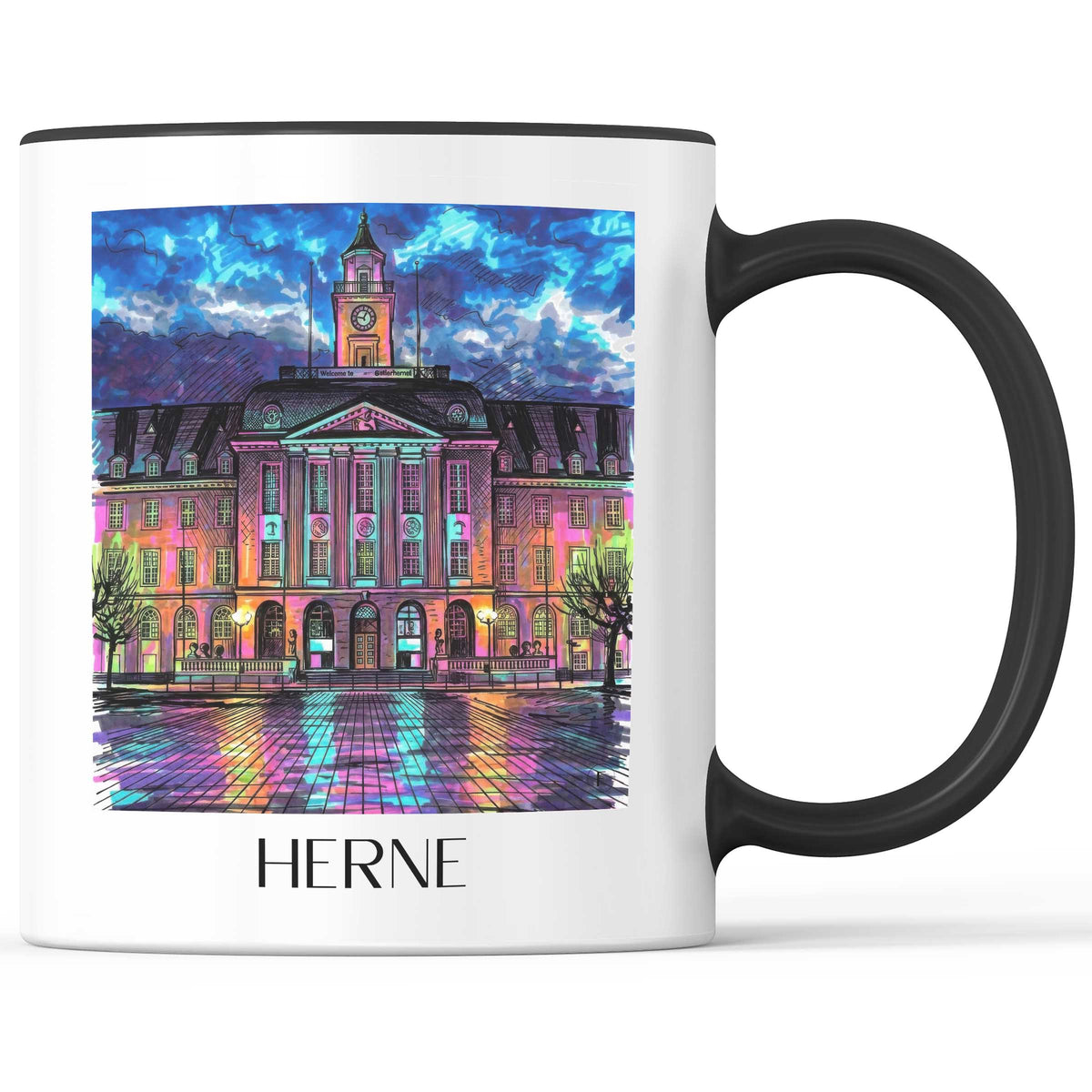 Herne Kaffeebecher - Ruhrgebiet - Deutschland Becher - Kaffeetasse im Tag Graffiti Stil - favplace