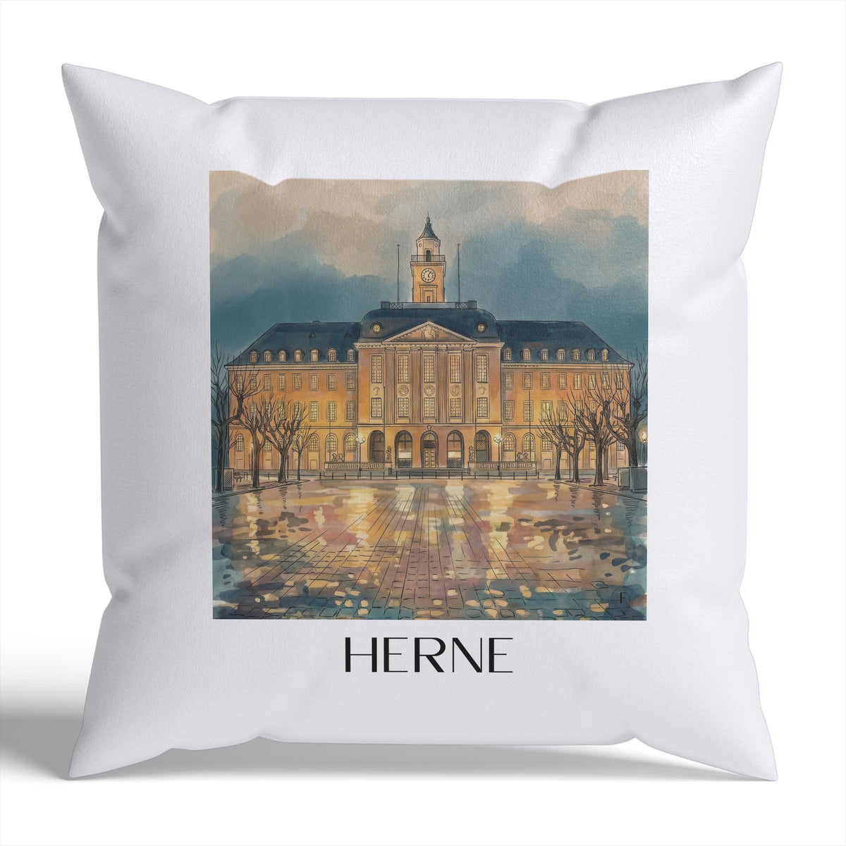 herne-ruhrgebiet-deutschland-kissenbezug-aquarell