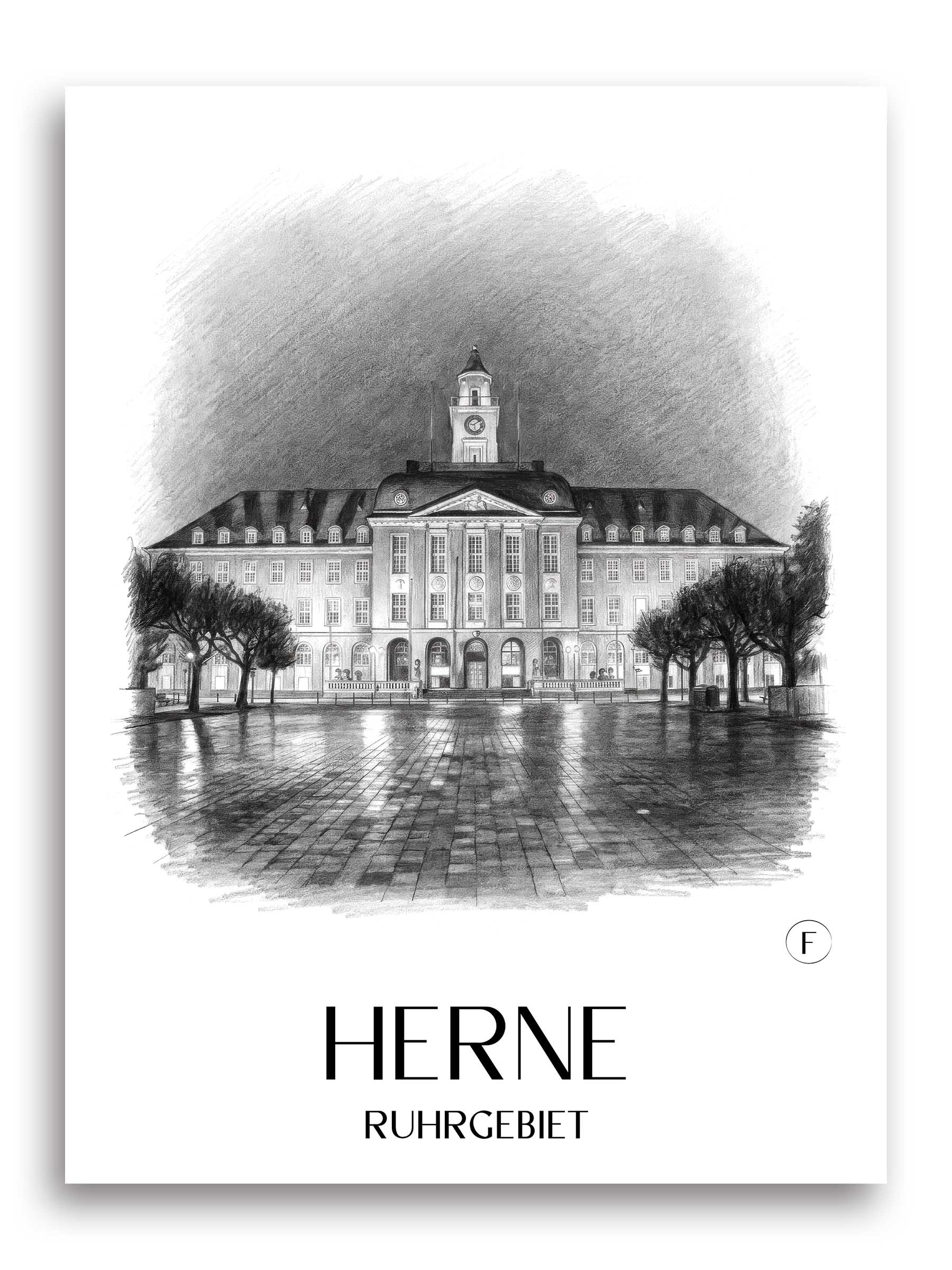 herne-ruhrgebiet-deutschland-poster-bleistift-zeichnung-drawing