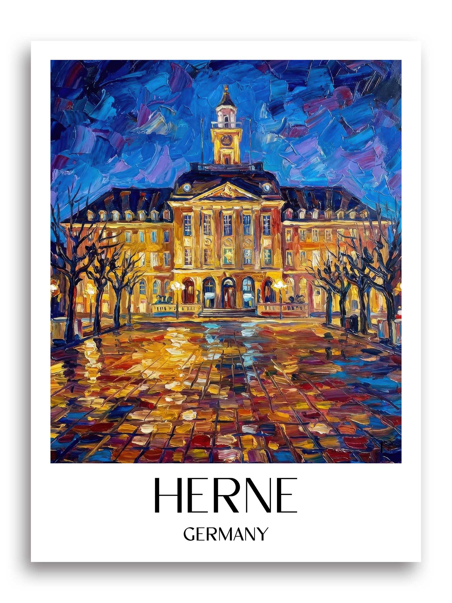 Herne Poster - Ruhrgebiet - Deutschland Kunstdruck - Ölgemälde von A4 bis A1 - favplace