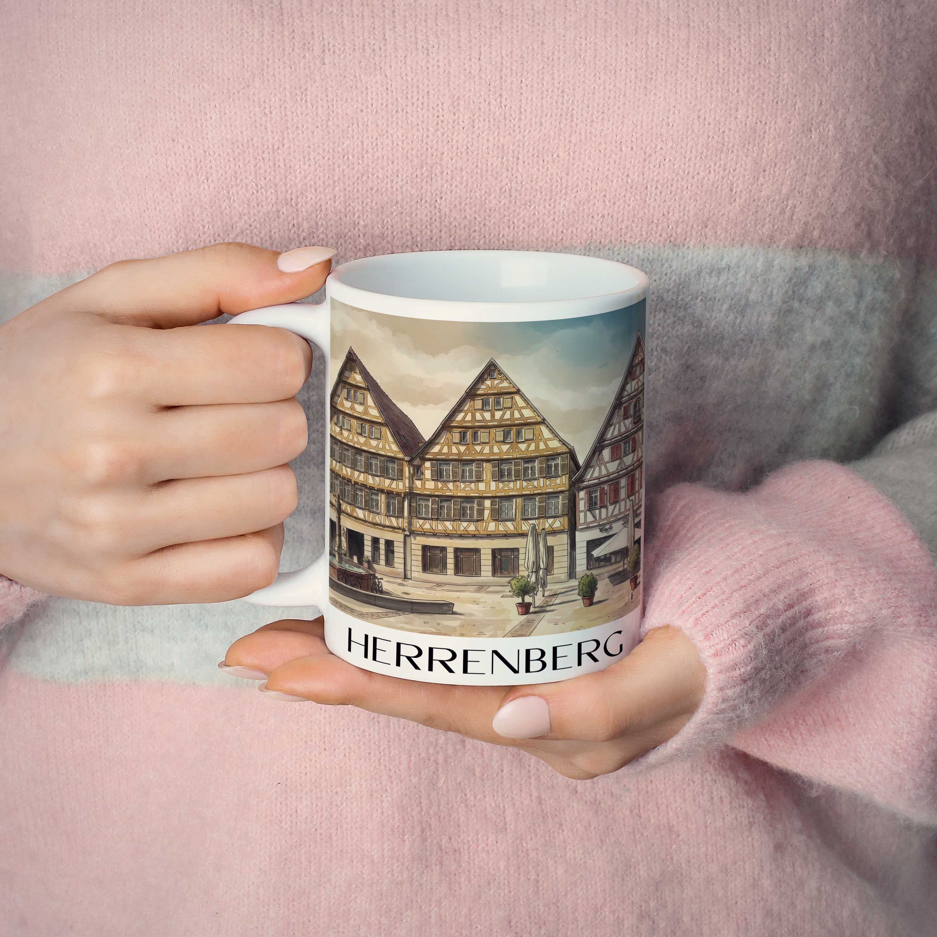 herrenberg-deutschland-kaffeebecher-aquarell