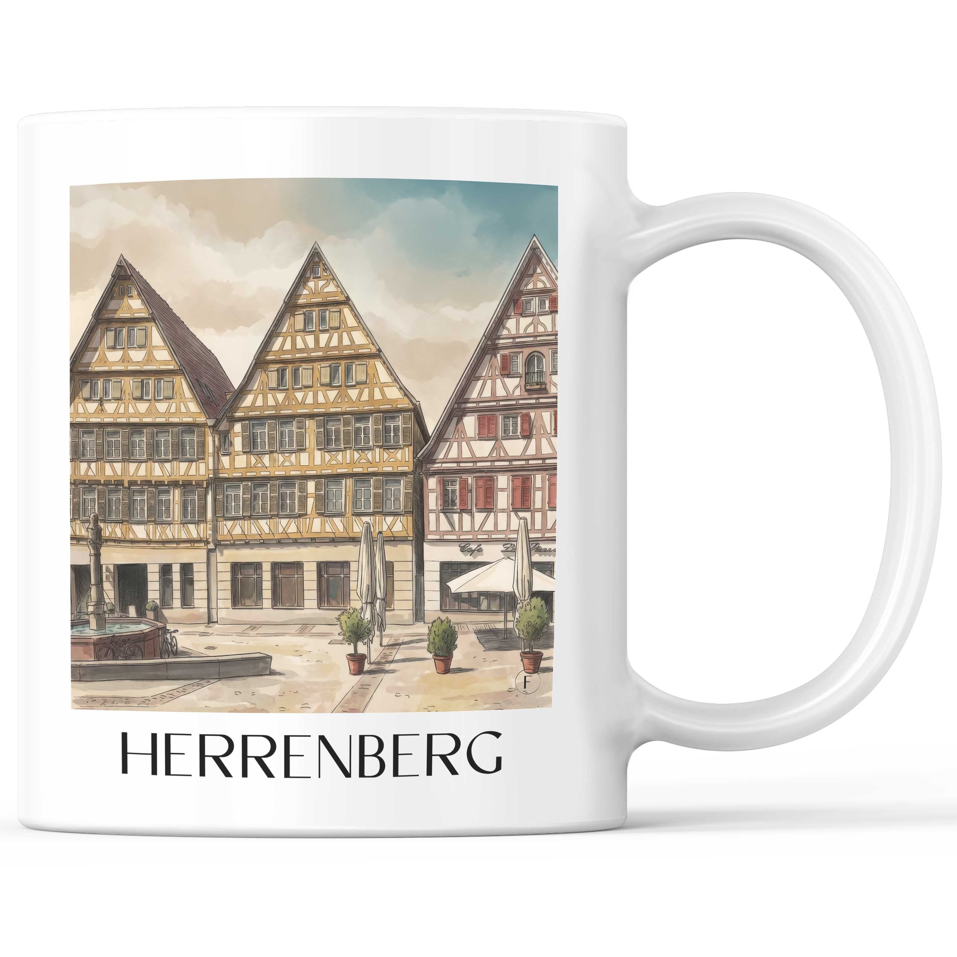 Herrenberg - Deutschland Becher - Kaffeetasse im Aquarell Stil - favplace