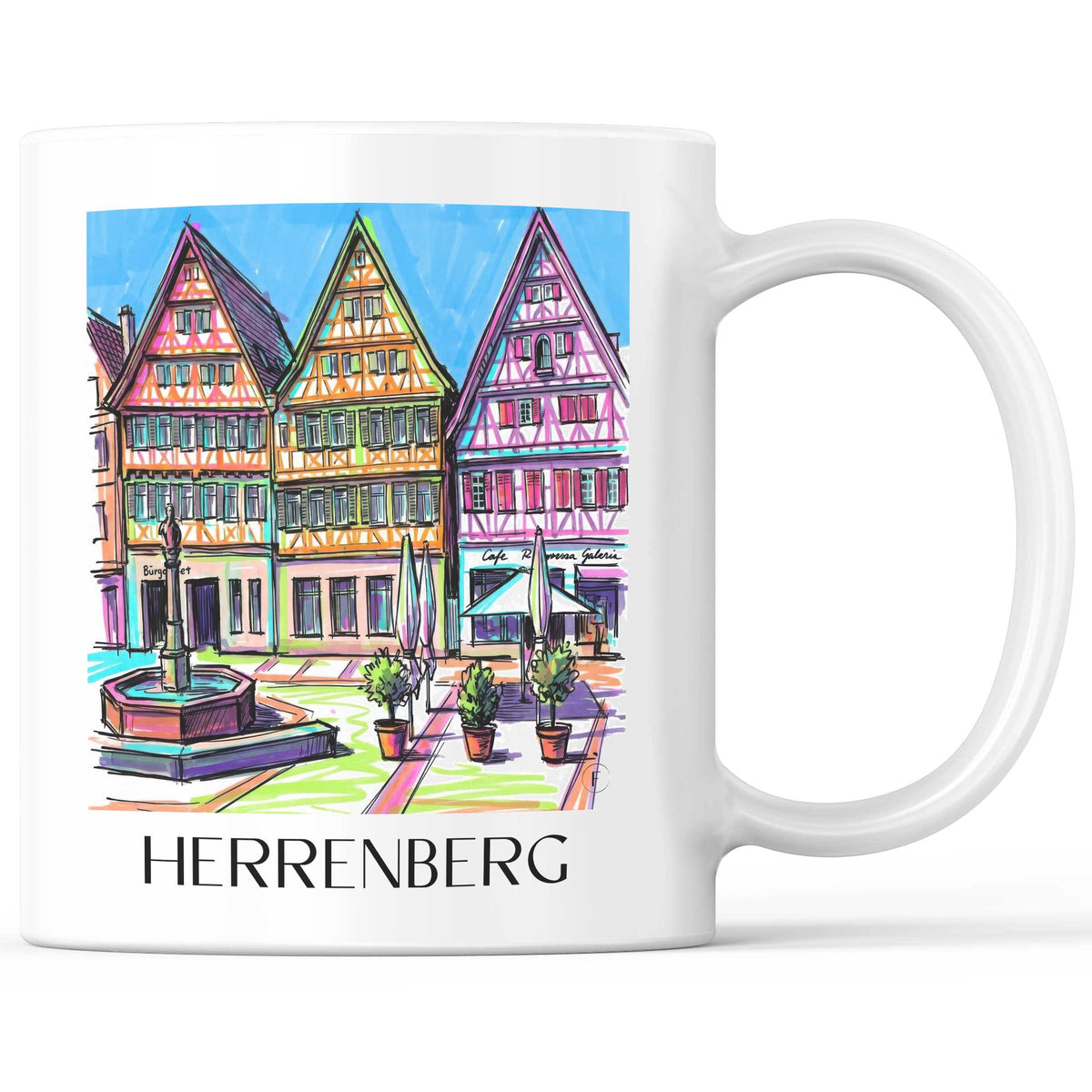 Herrenberg - Deutschland Becher - Kaffeetasse im Tag Graffiti Stil - favplace
