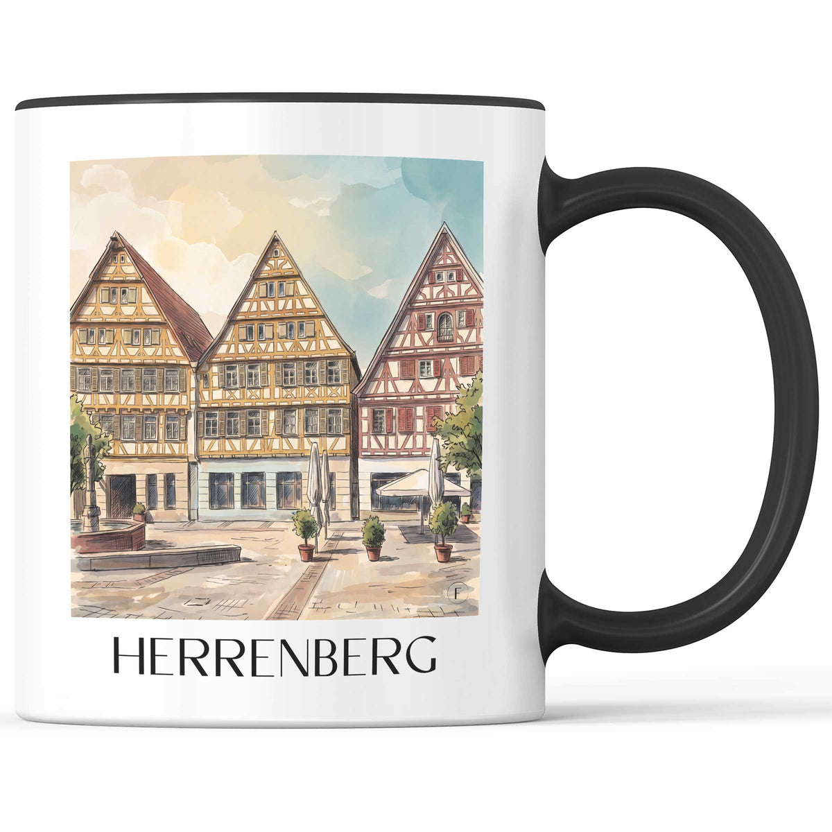 herrenberg-schönbuch-deutschland-kaffeebecher-aquarell