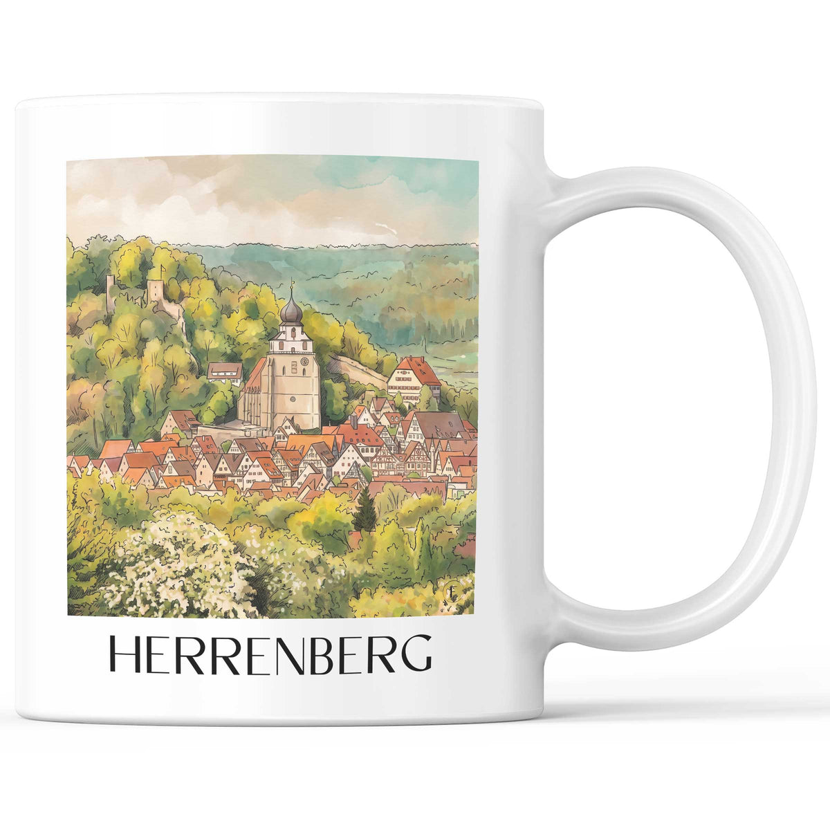 Herrenberg Kaffeebecher - Schönbuch - Deutschland Becher - Kaffeetasse im Aquarell Stil - favplace