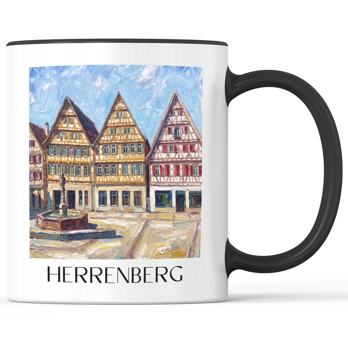 Herrenberg Kaffeebecher - Schönbuch - Deutschland Becher - Kaffeetasse im Ölgemälde Stil