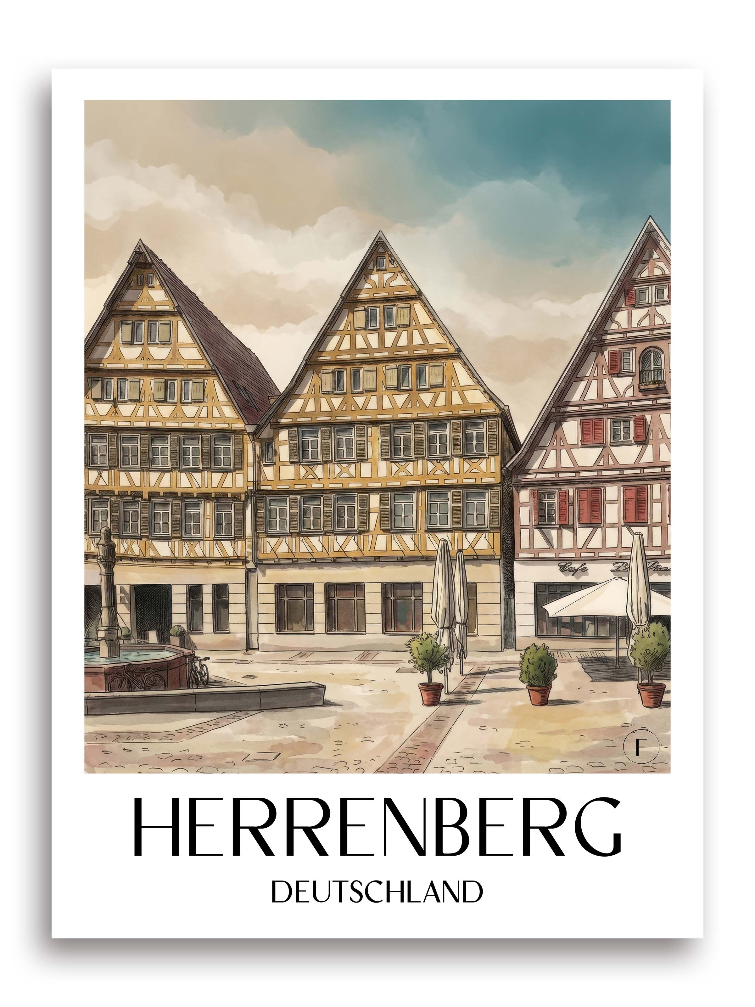 herrenberg-deutschland-poster-aquarell