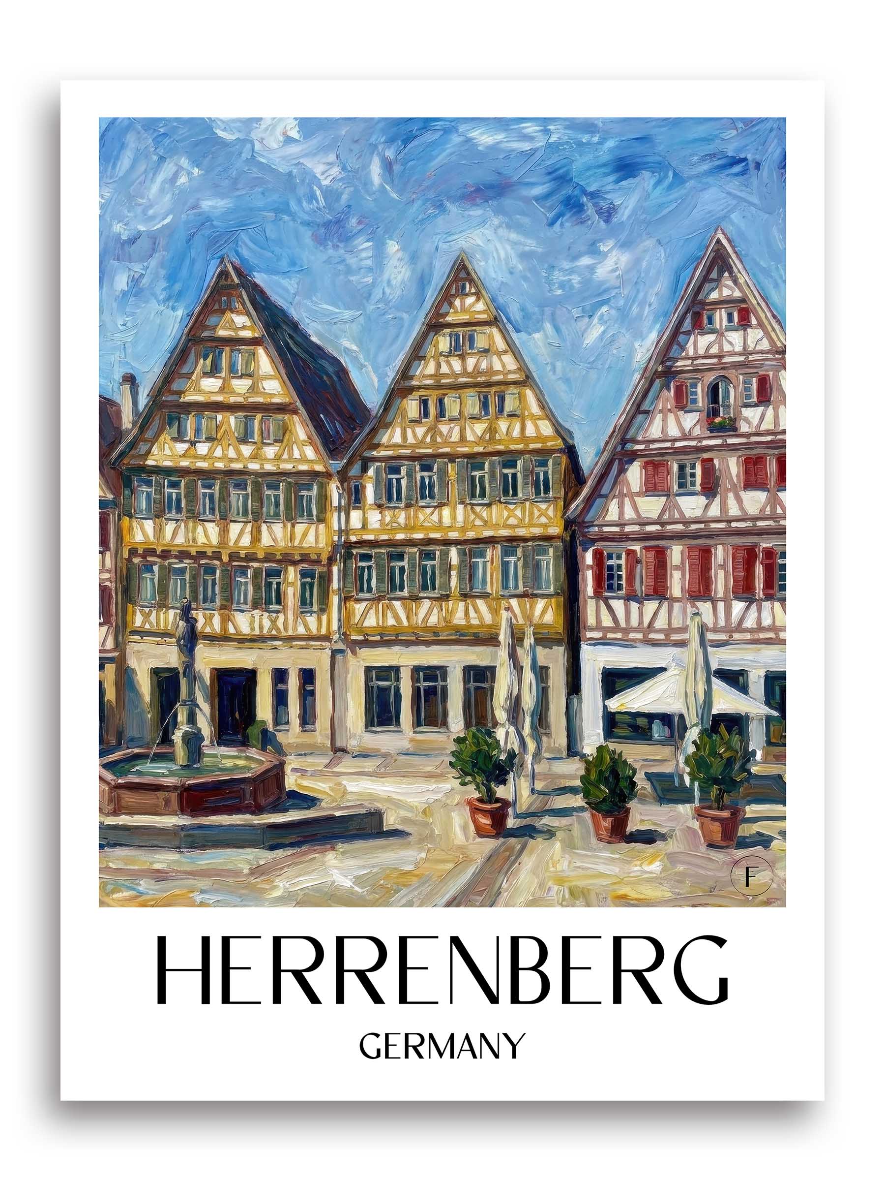 Herrenberg Poster - - Deutschland Kunstdruck - Ölgemälde von A4 bis A1 - favplace