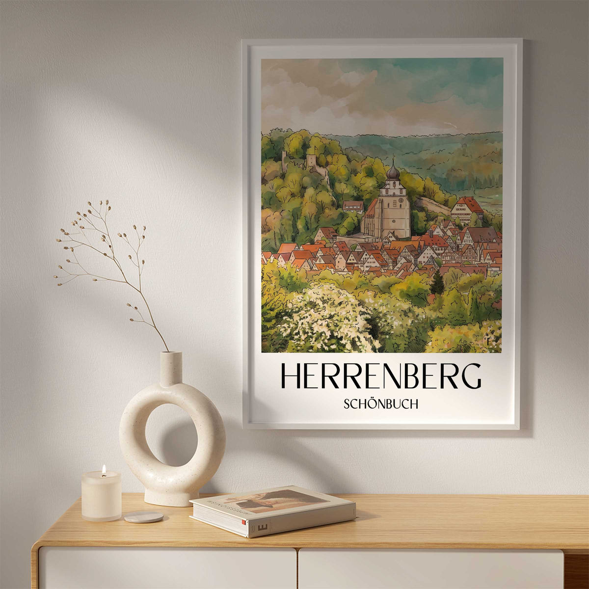 herrenberg-schönbuch-deutschland-poster-aquarell