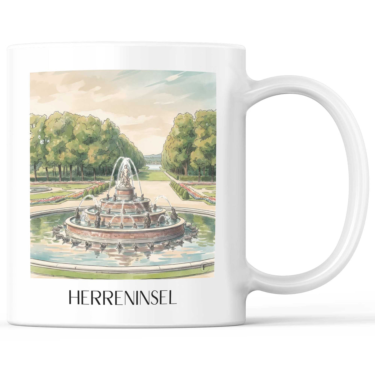 Herreninsel Kaffeebecher - Chiemgau - Deutschland Becher - Kaffeetasse im Aquarell Stil - favplace