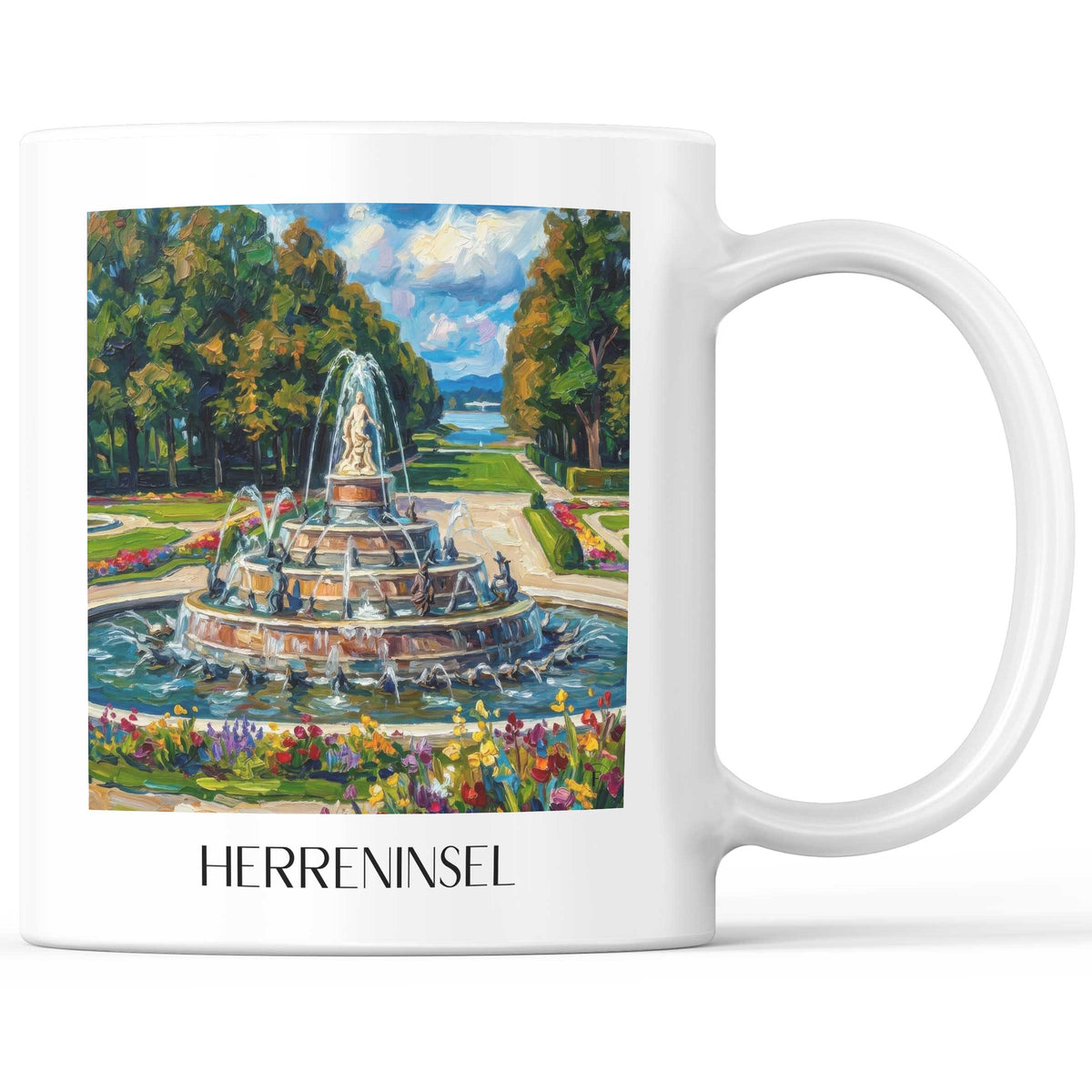 Herreninsel Kaffeebecher - Chiemgau - Deutschland Becher - Kaffeetasse im Ölgemälde Stil - favplace