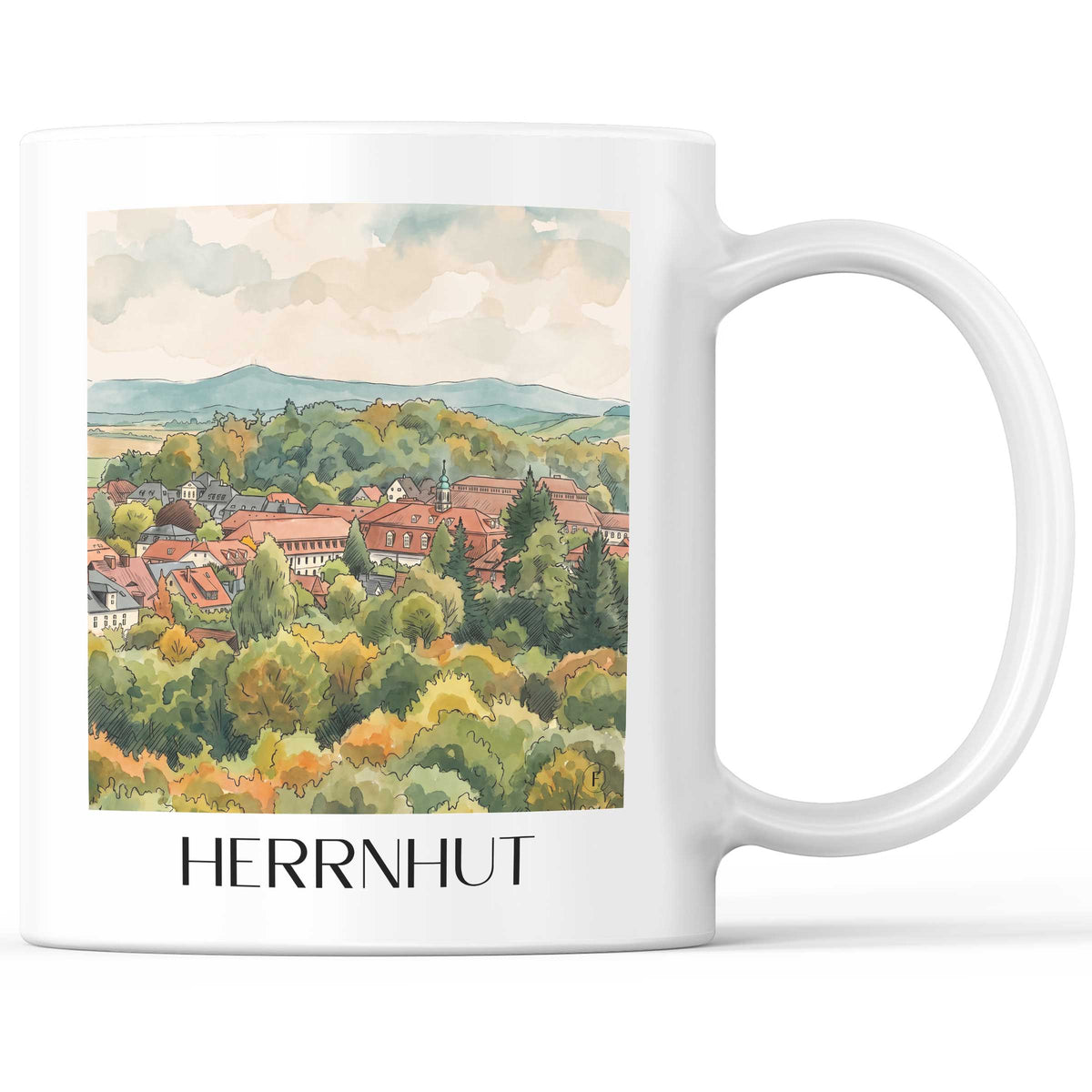 Herrnhut Kaffeebecher - Oberlausitz - Deutschland Becher - Kaffeetasse im Aquarell Stil