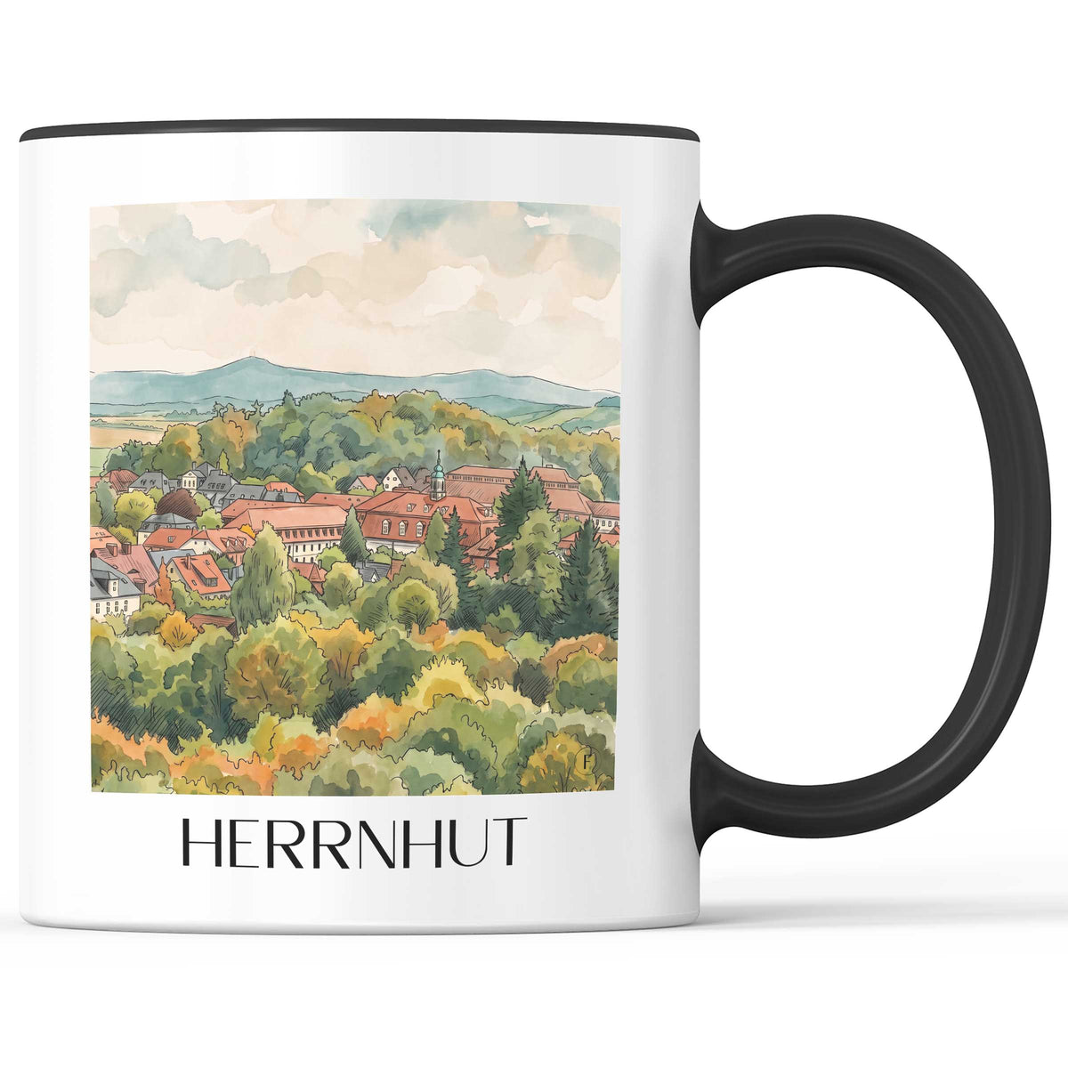 Herrnhut Kaffeebecher - Oberlausitz - Deutschland Becher - Kaffeetasse im Aquarell Stil