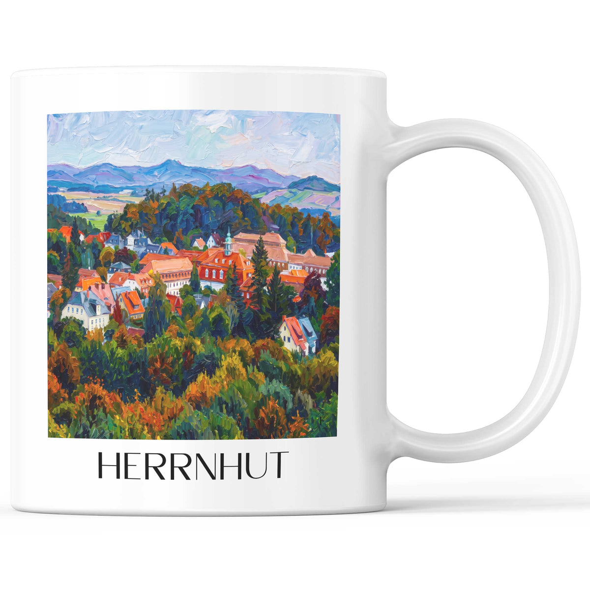 Herrnhut Kaffeebecher - Oberlausitz - Deutschland Becher - Kaffeetasse im Ölgemälde Stil