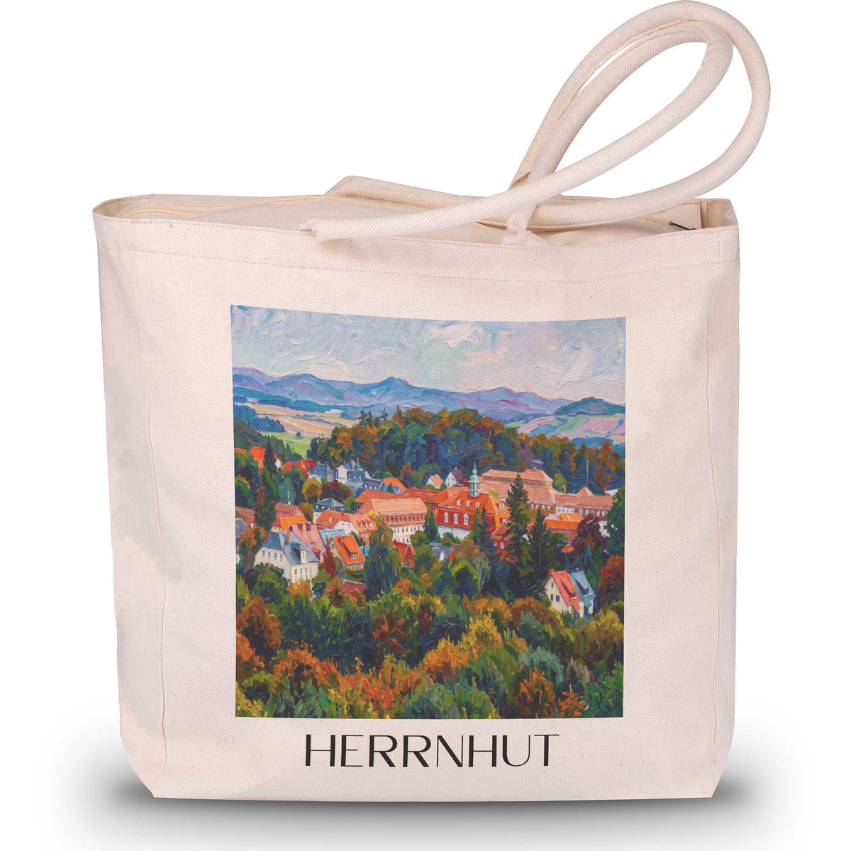 Herrnhut Shopping Tasche - Oberlausitz - Deutschland Tote Bag - Einkaufstasche im Ölgemälde Stil - favplace