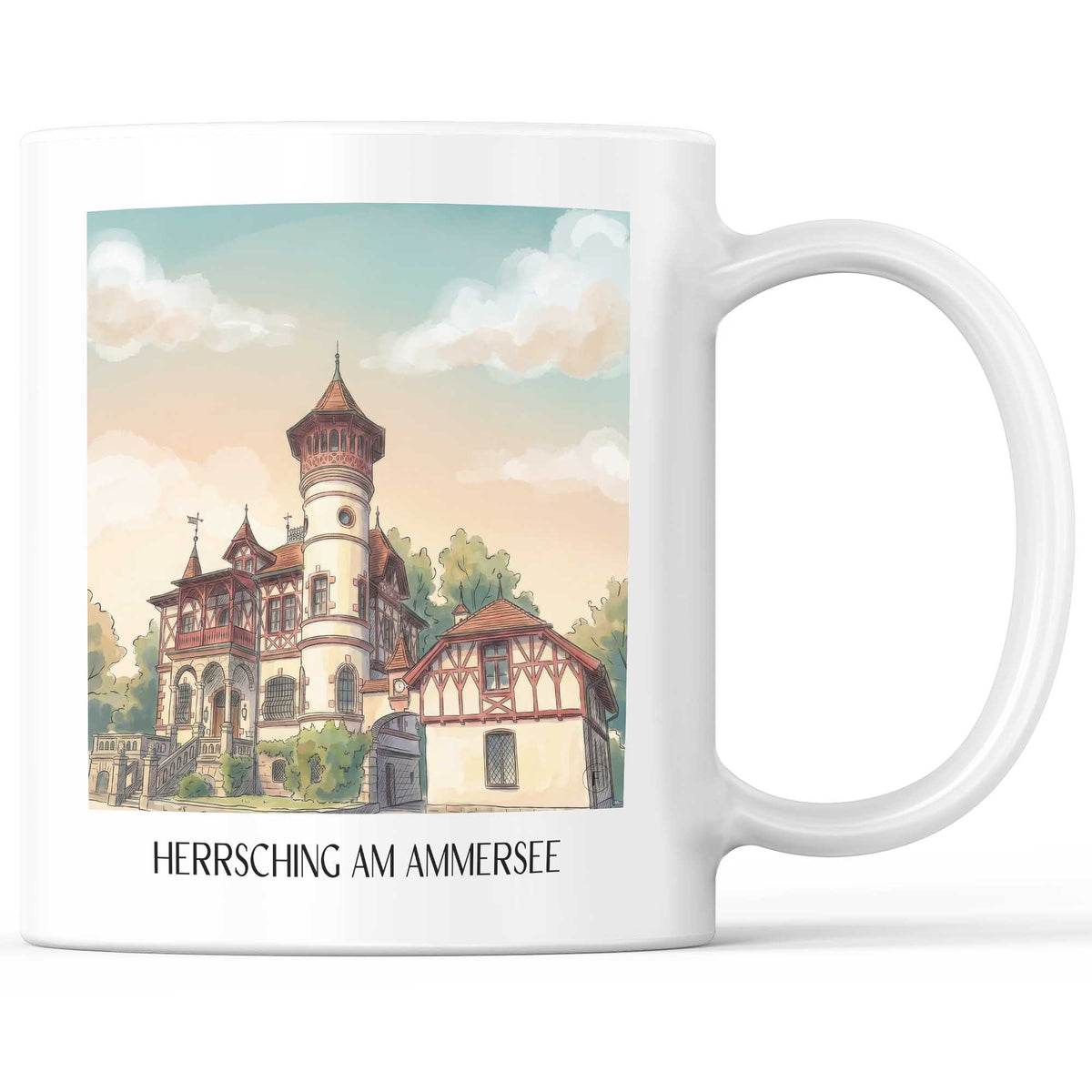 Herrsching am Ammersee Kaffeebecher - Fünfseenland - Deutschland Becher - Kaffeetasse im Aquarell Stil - favplace