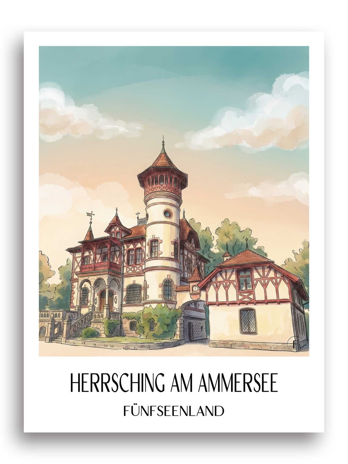 herrsching-am-ammersee-fünfseenland-deutschland-poster-aquarell
