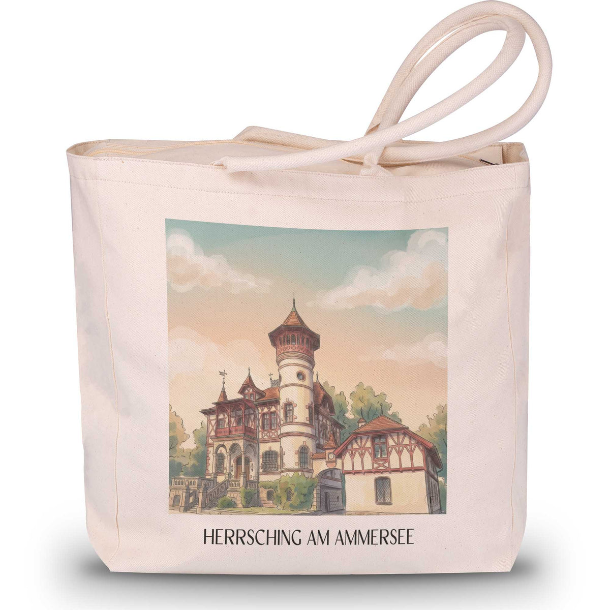 herrsching-am-ammersee-fünfseenland-deutschland-einkaufstasche-aquarell