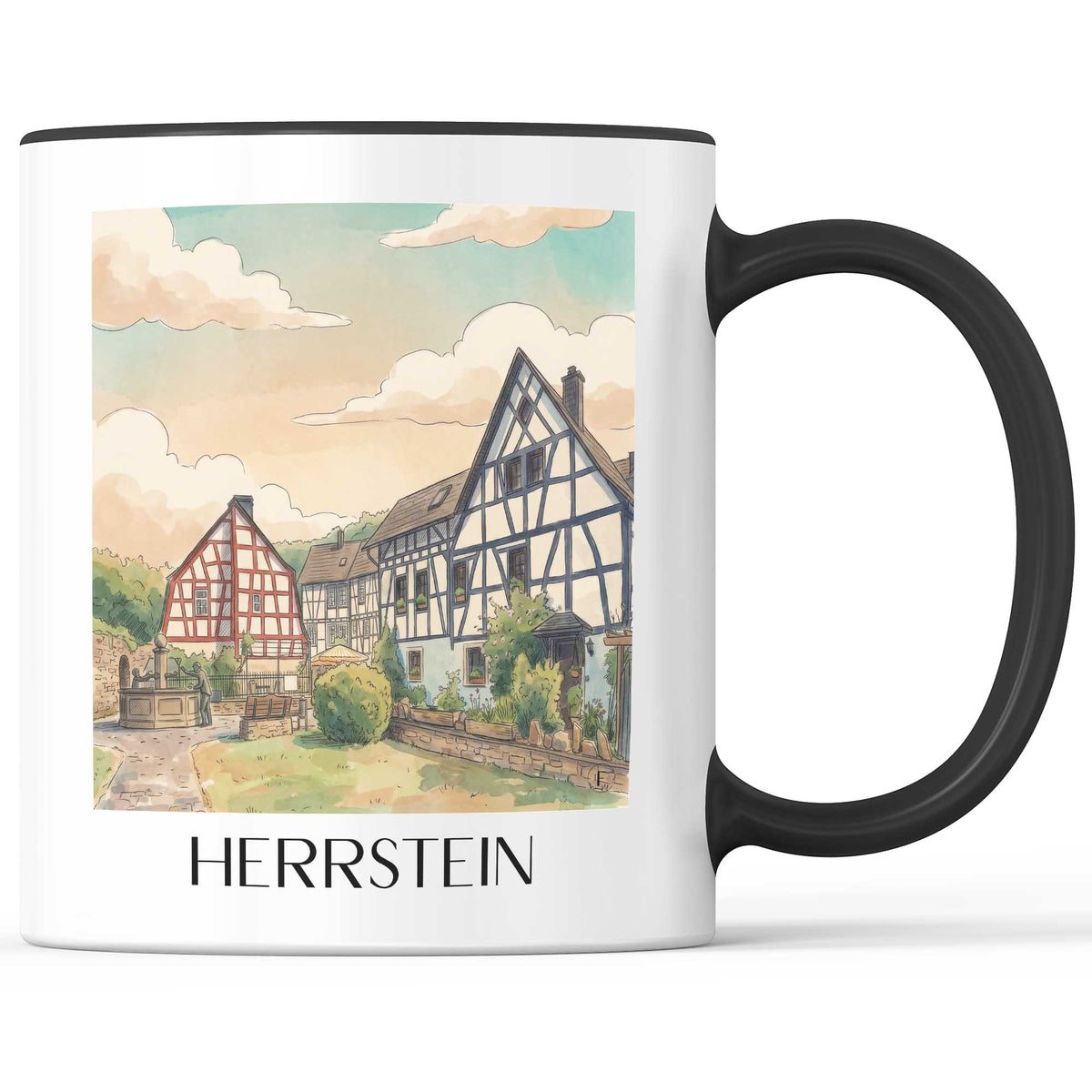 herrstein-hunsrück-deutschland-kaffeebecher-aquarell