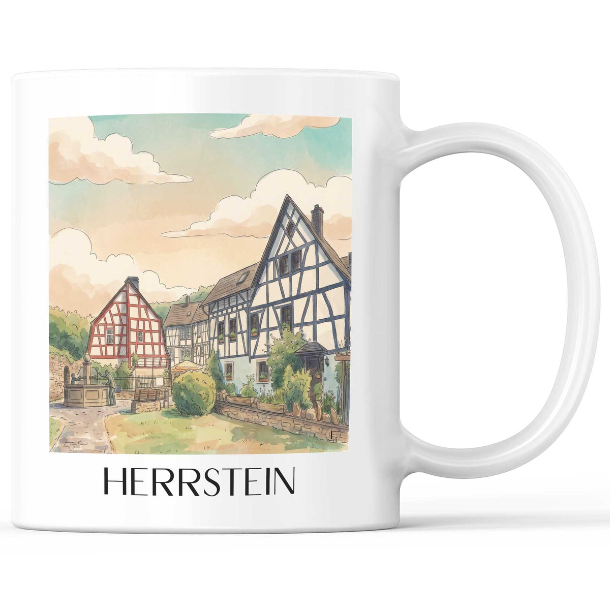herrstein-hunsrück-deutschland-kaffeebecher-aquarell