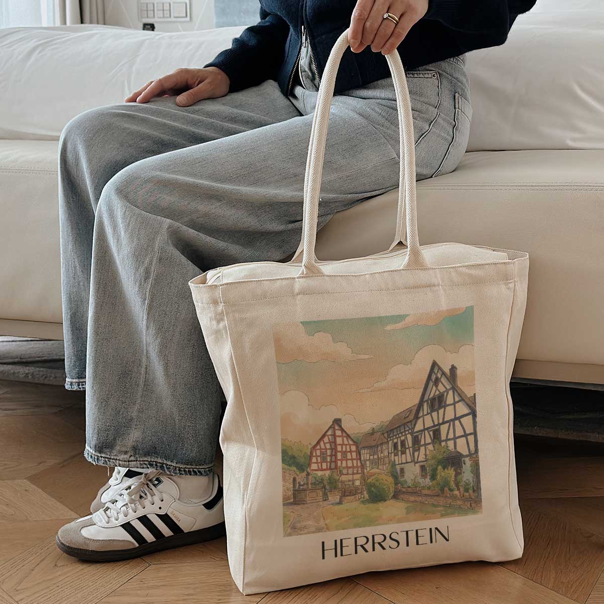 herrstein-hunsrück-deutschland-einkaufstasche-aquarell
