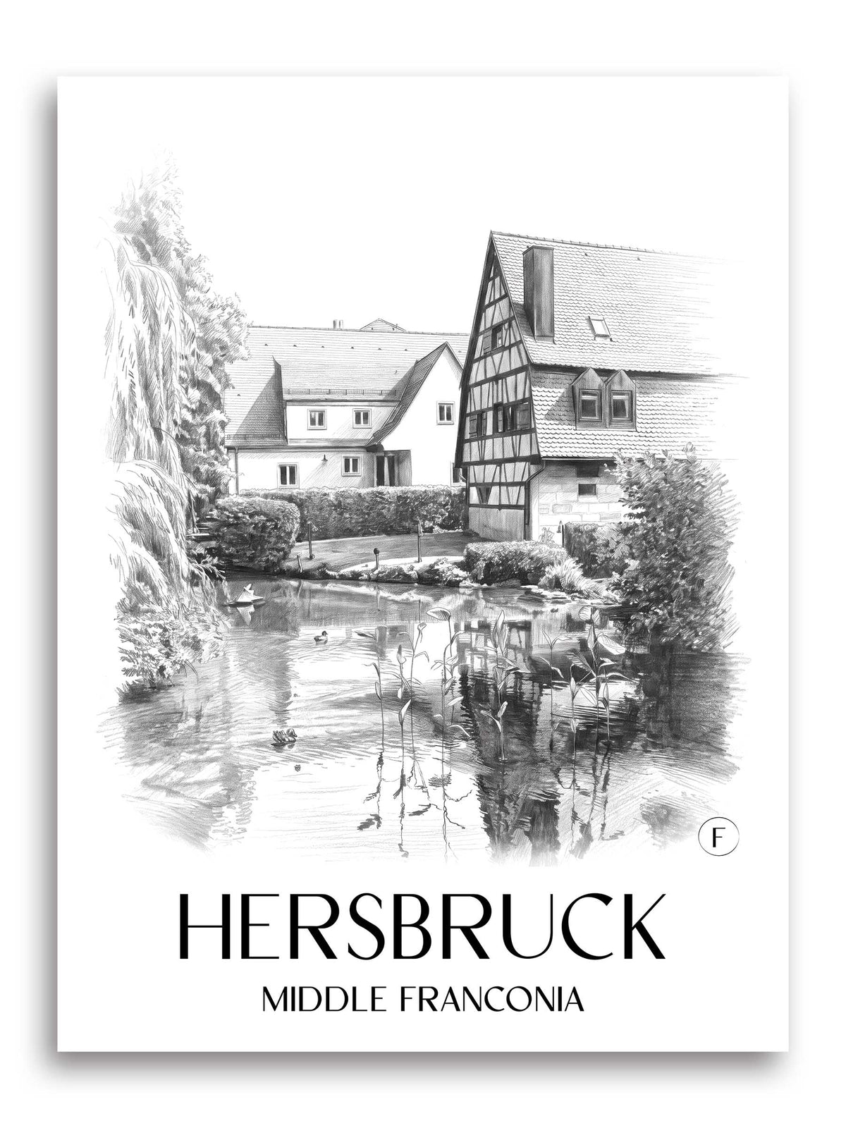 Hersbruck Poster - Mittelfranken - Deutschland Kunstdruck - Zeichnung von A4 bis A1 - favplace