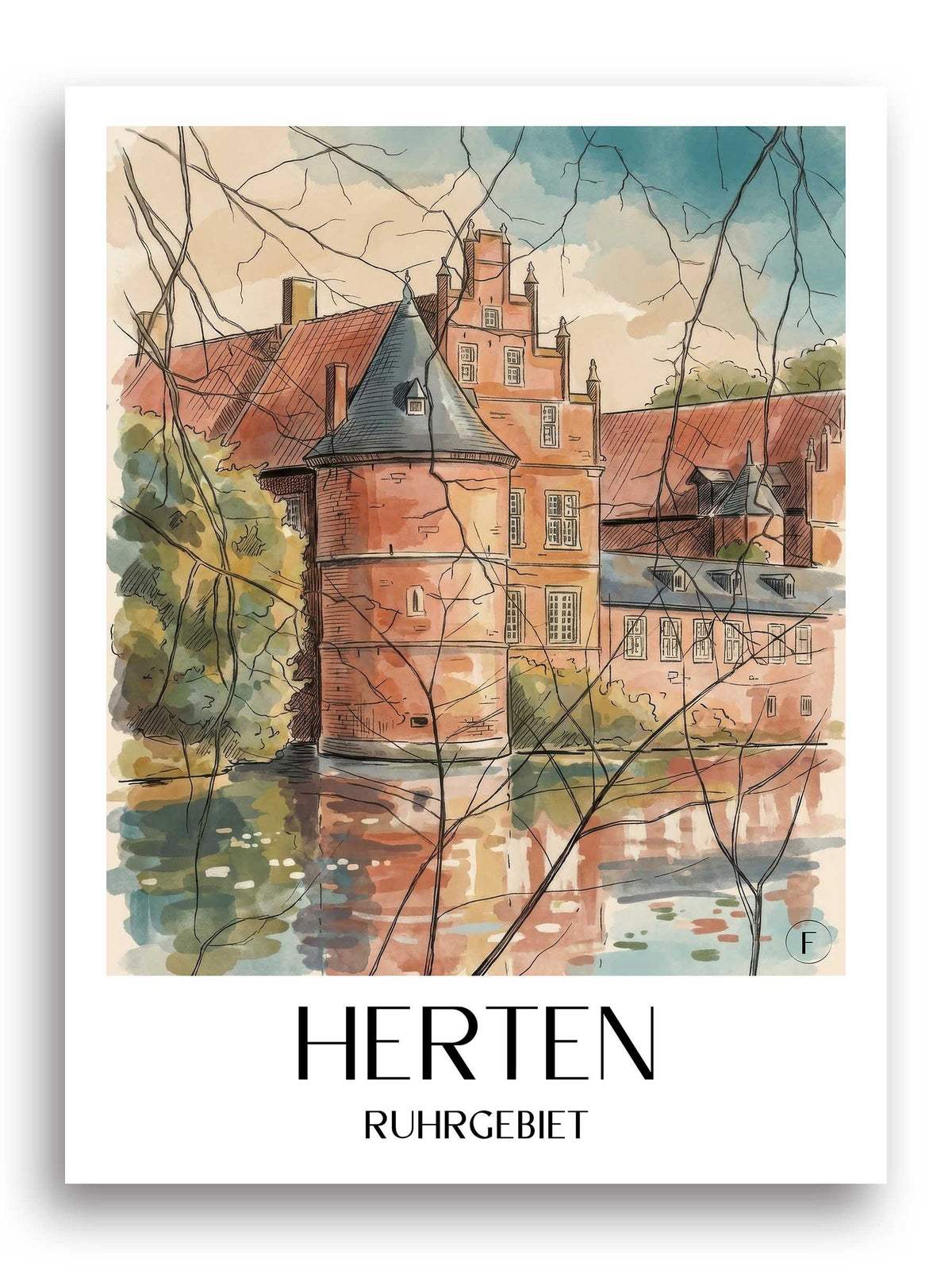 herten-ruhrgebiet-deutschland-poster-aquarell