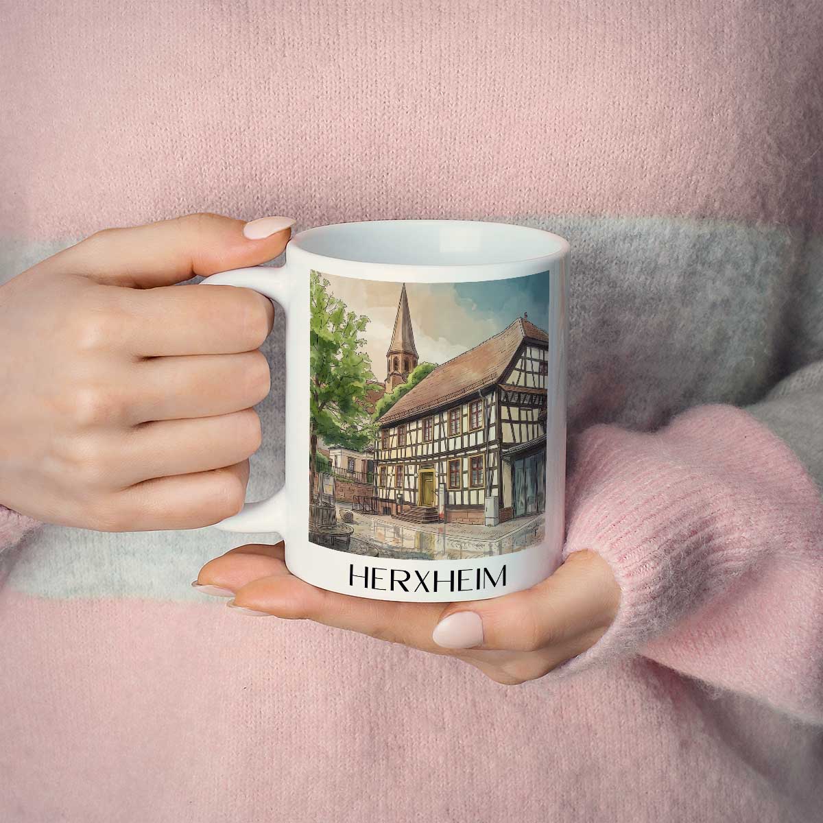 herxheim-pfalz-deutschland-kaffeebecher-aquarell