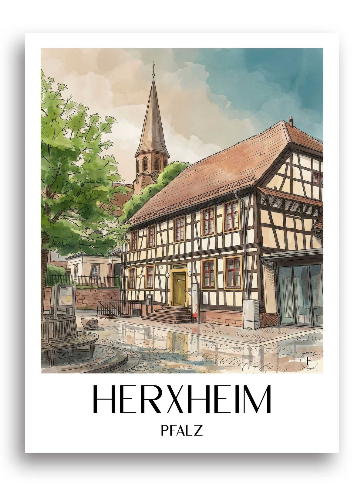 herxheim-pfalz-deutschland-poster-aquarell