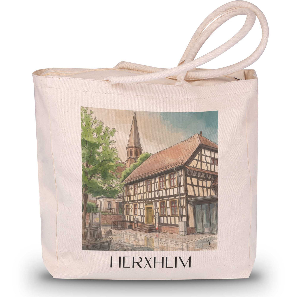 Herxheim Shopping Tasche - Pfalz - Deutschland Tote Bag - Einkaufstasche im Aquarell Stil - favplace