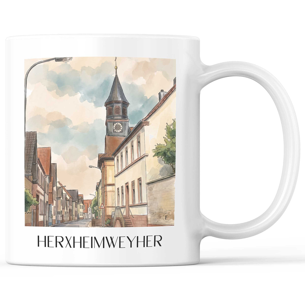 Herxheimweyher Kaffeebecher - Südpfalz - Deutschland Becher - Kaffeetasse im Aquarell Stil - favplace