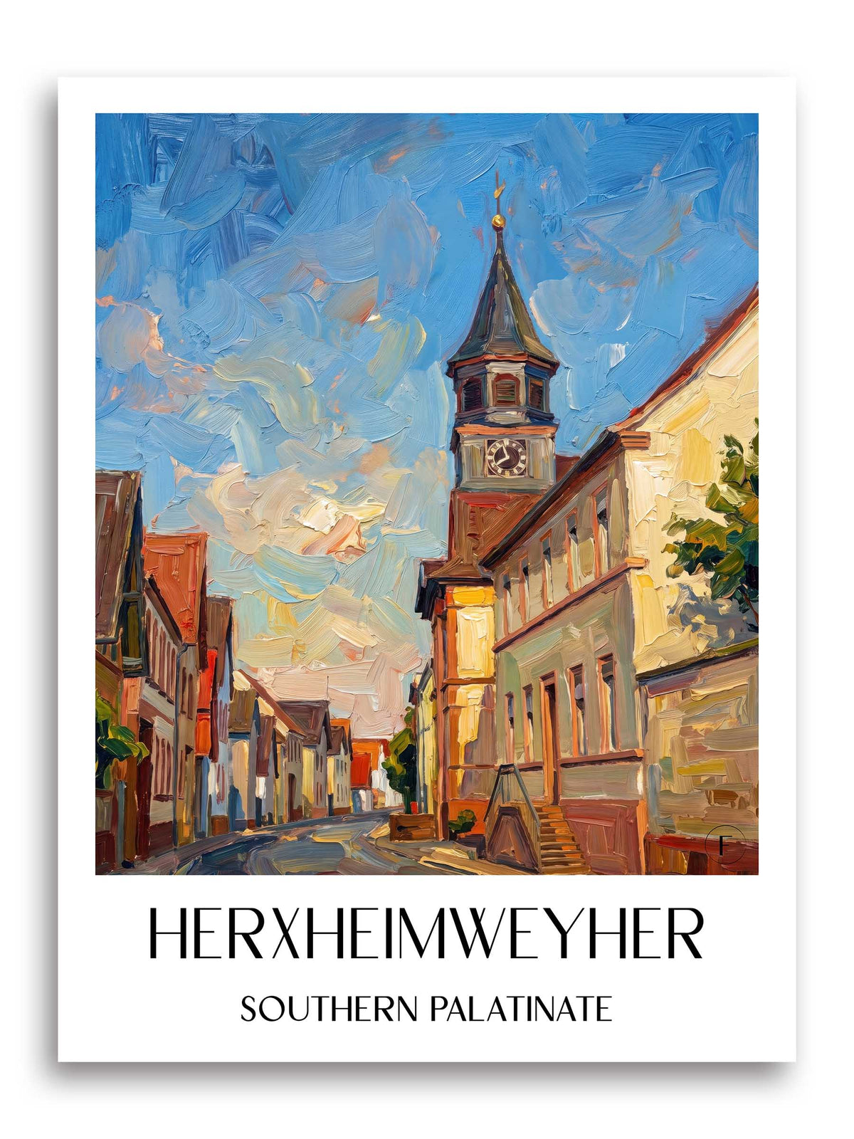 Herxheimweyher Poster - Südpfalz - Deutschland Kunstdruck - Ölgemälde von A4 bis A1 - favplace