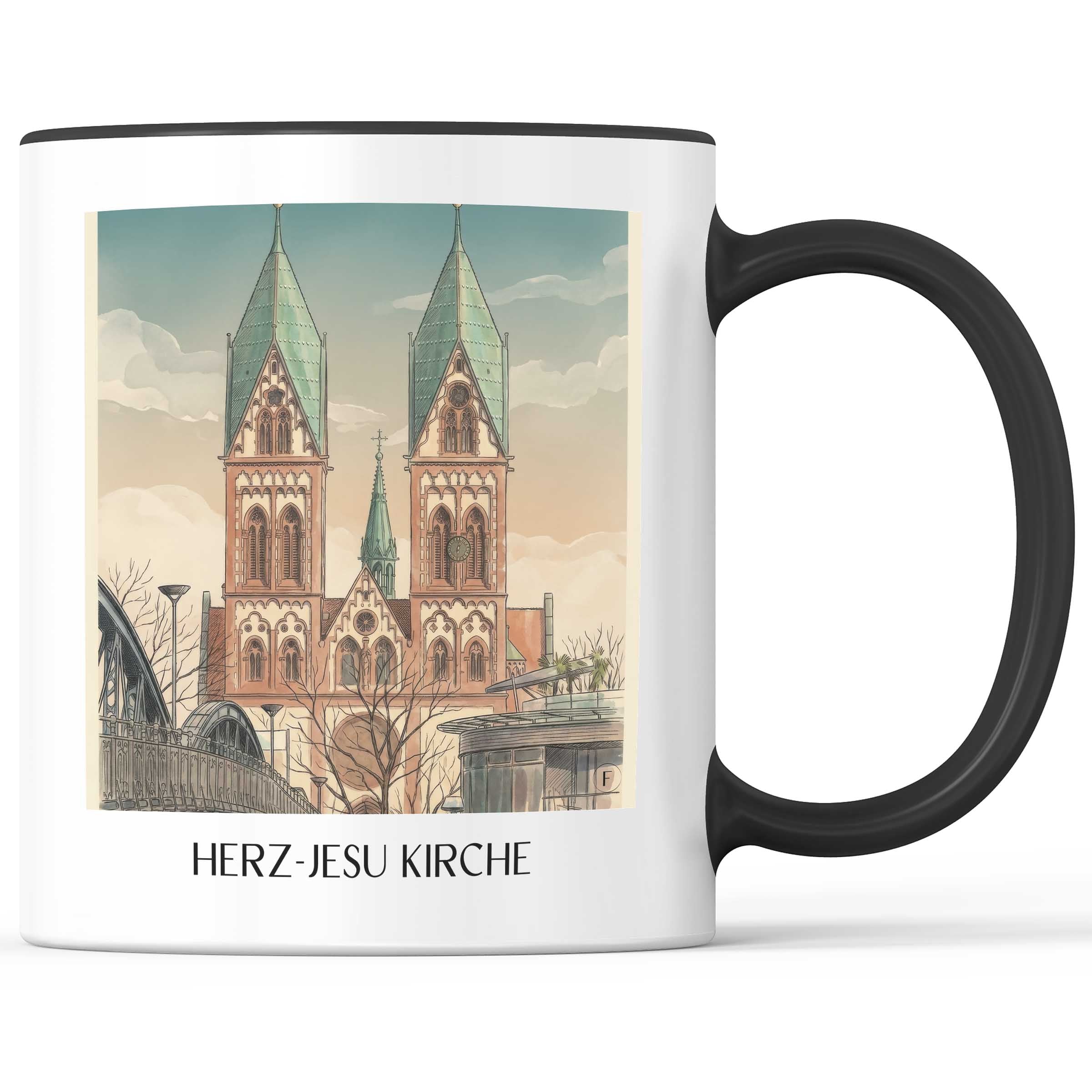 herz-jesu-kirche-freiburg-deutschland-kaffeebecher-aquarell